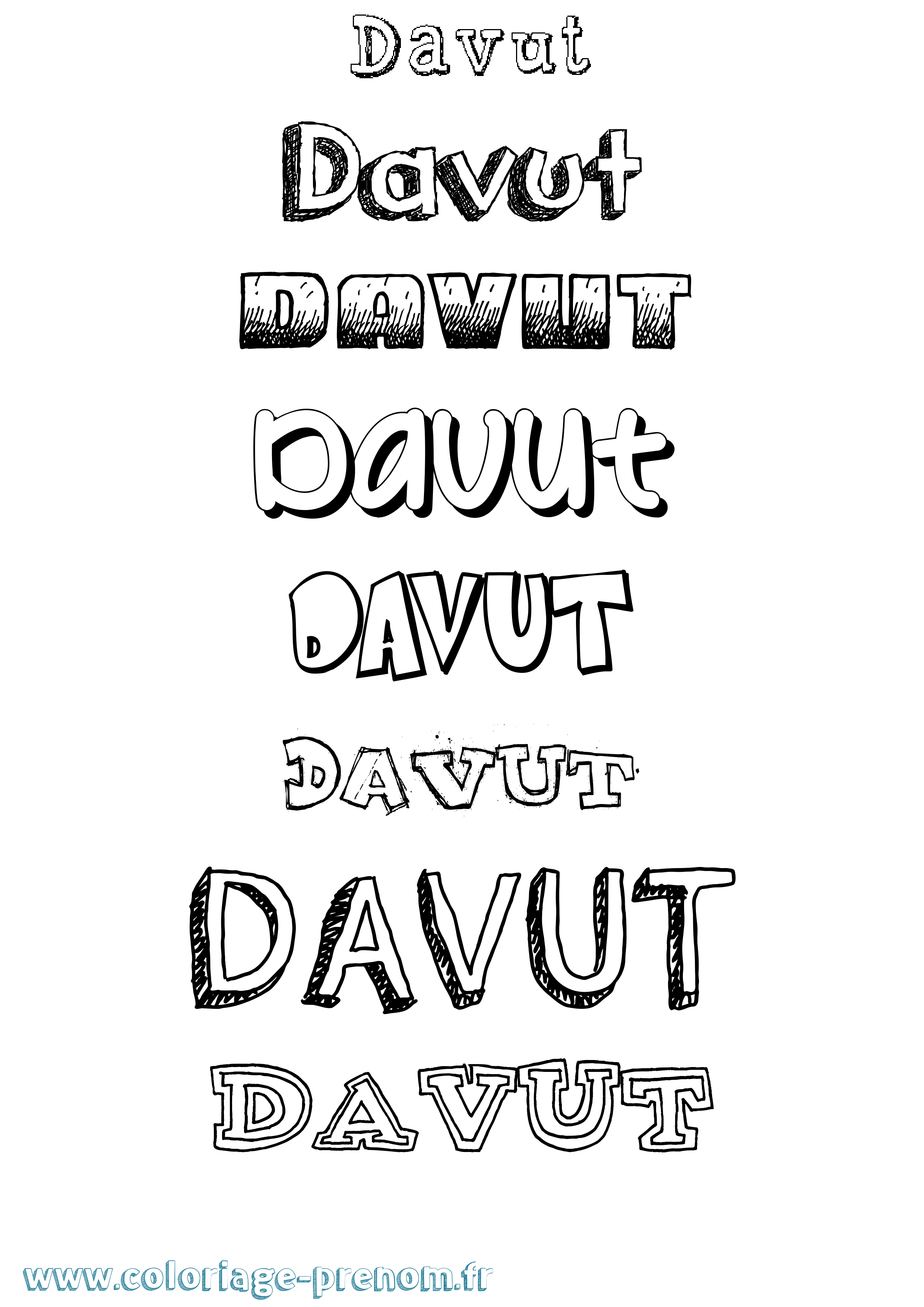 Coloriage Davut Dessiné Coloriage prénom Davut Dessiné