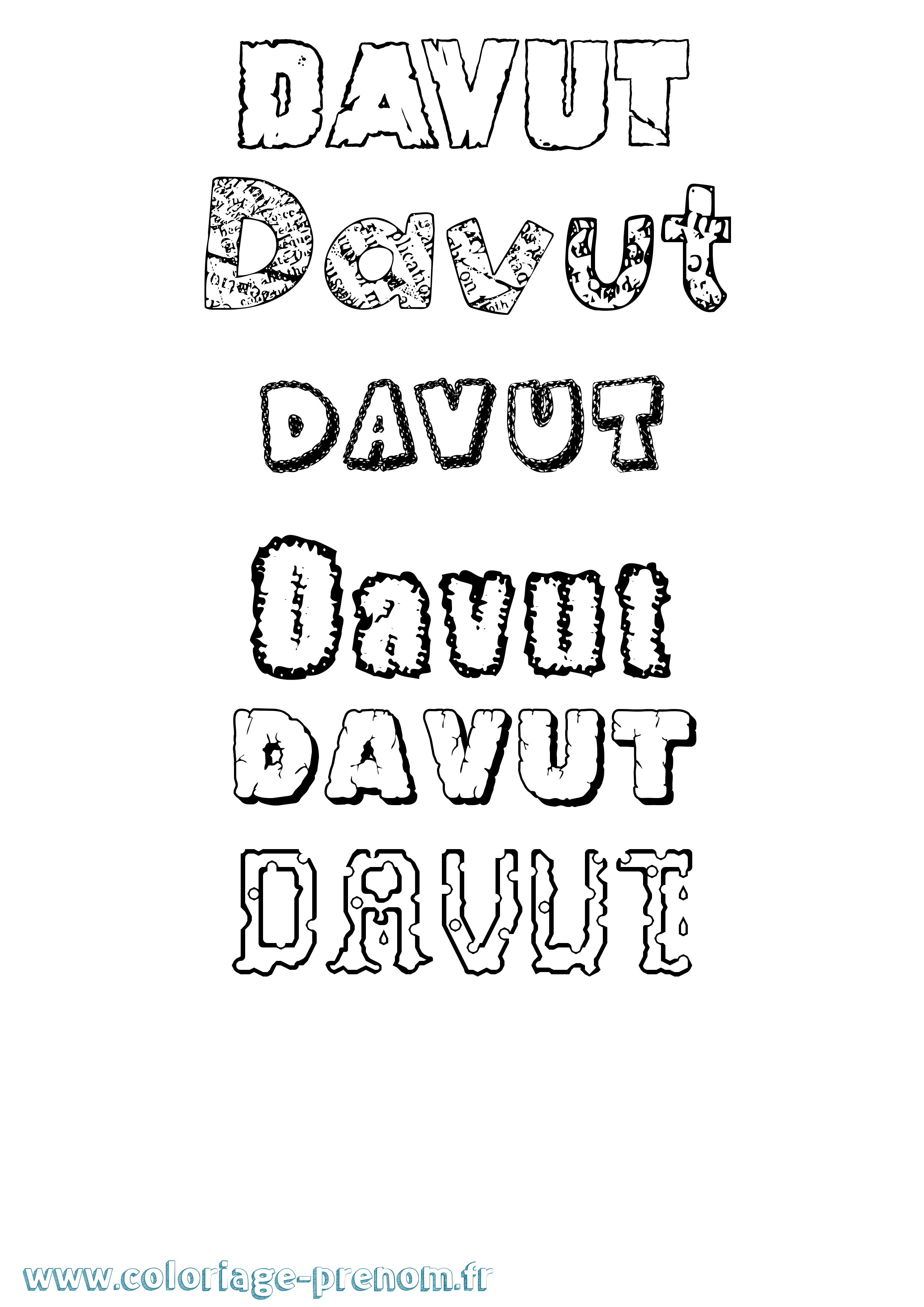Coloriage Davut Destructuré Coloriage prénom Davut Destructuré