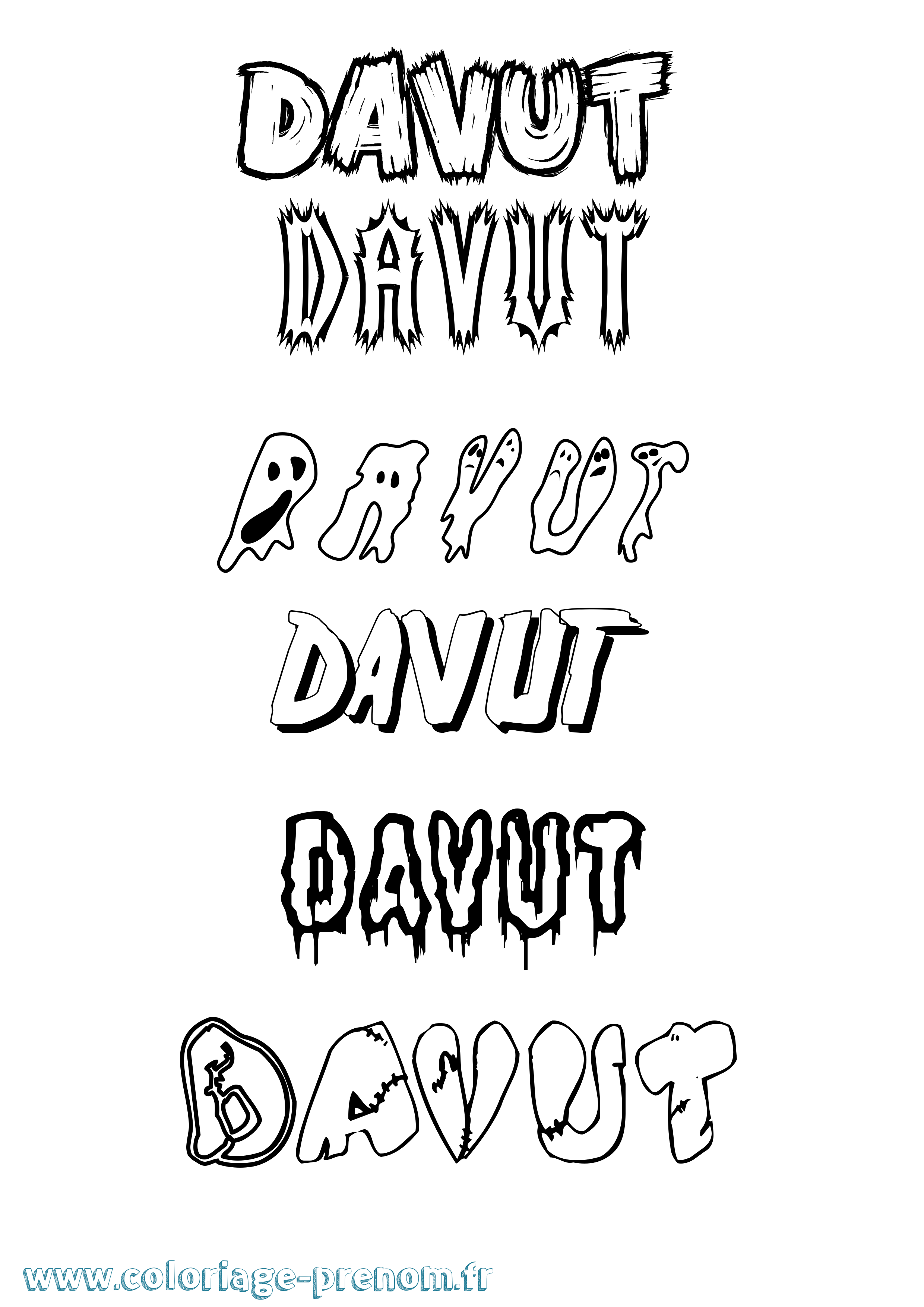 Coloriage Davut Frisson Coloriage prénom Davut Frisson