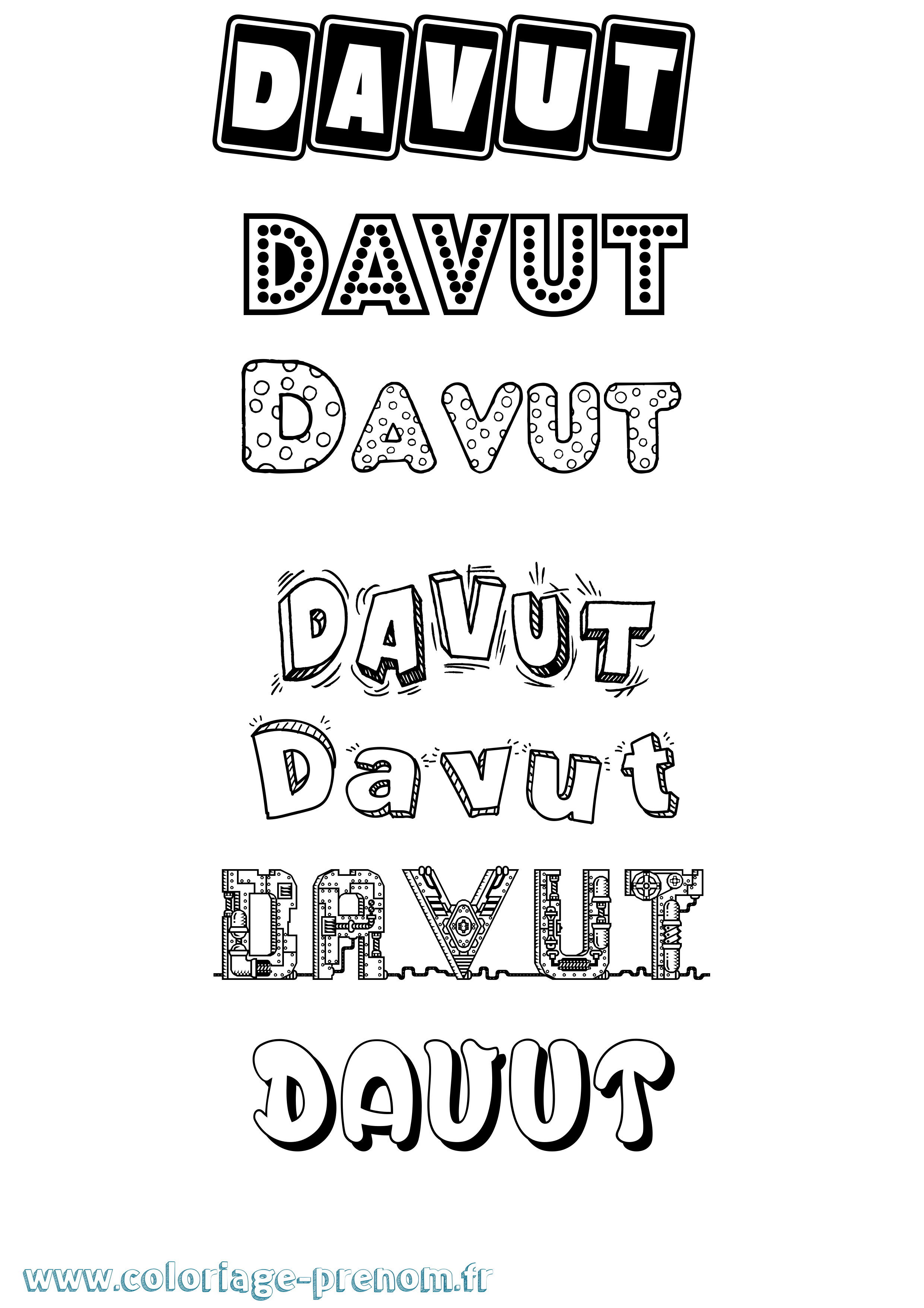 Coloriage Davut Fun Coloriage prénom Davut Fun