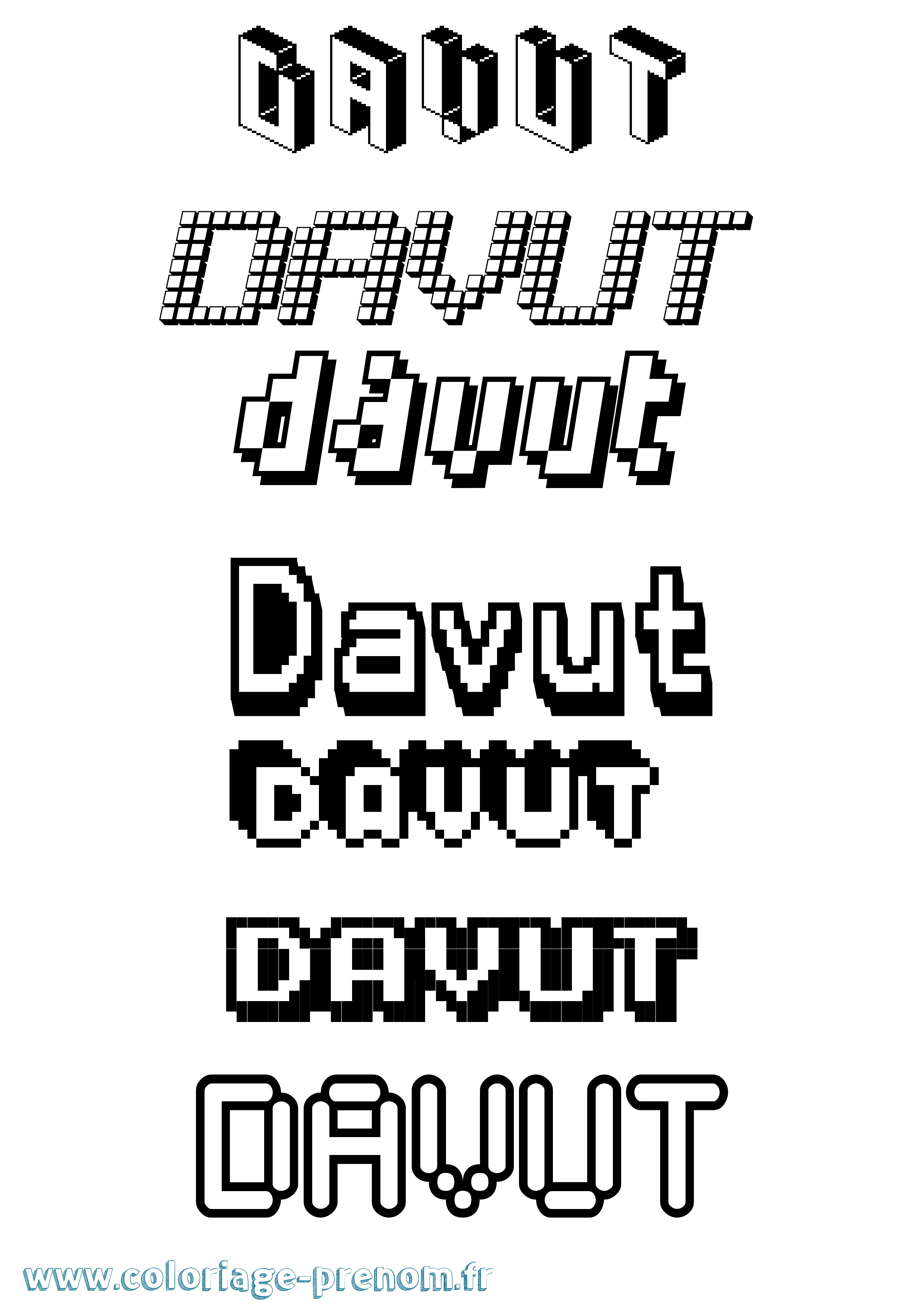 Coloriage Davut Pixel Coloriage prénom Davut Pixel
