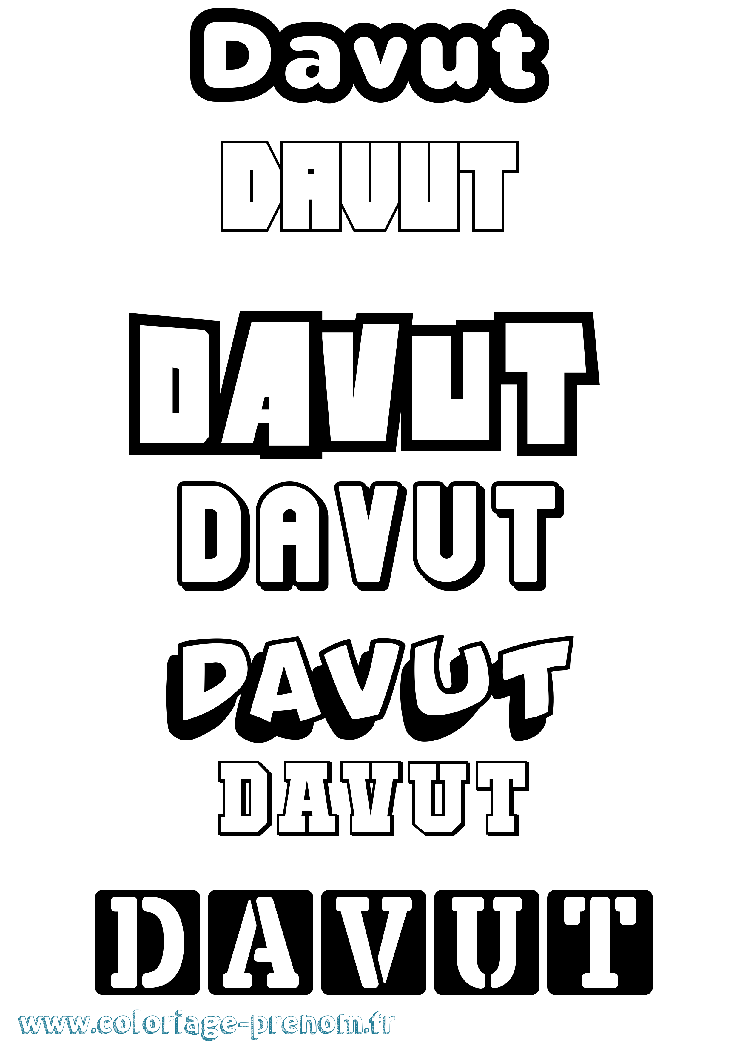Coloriage Davut Simple Coloriage prénom Davut Simple