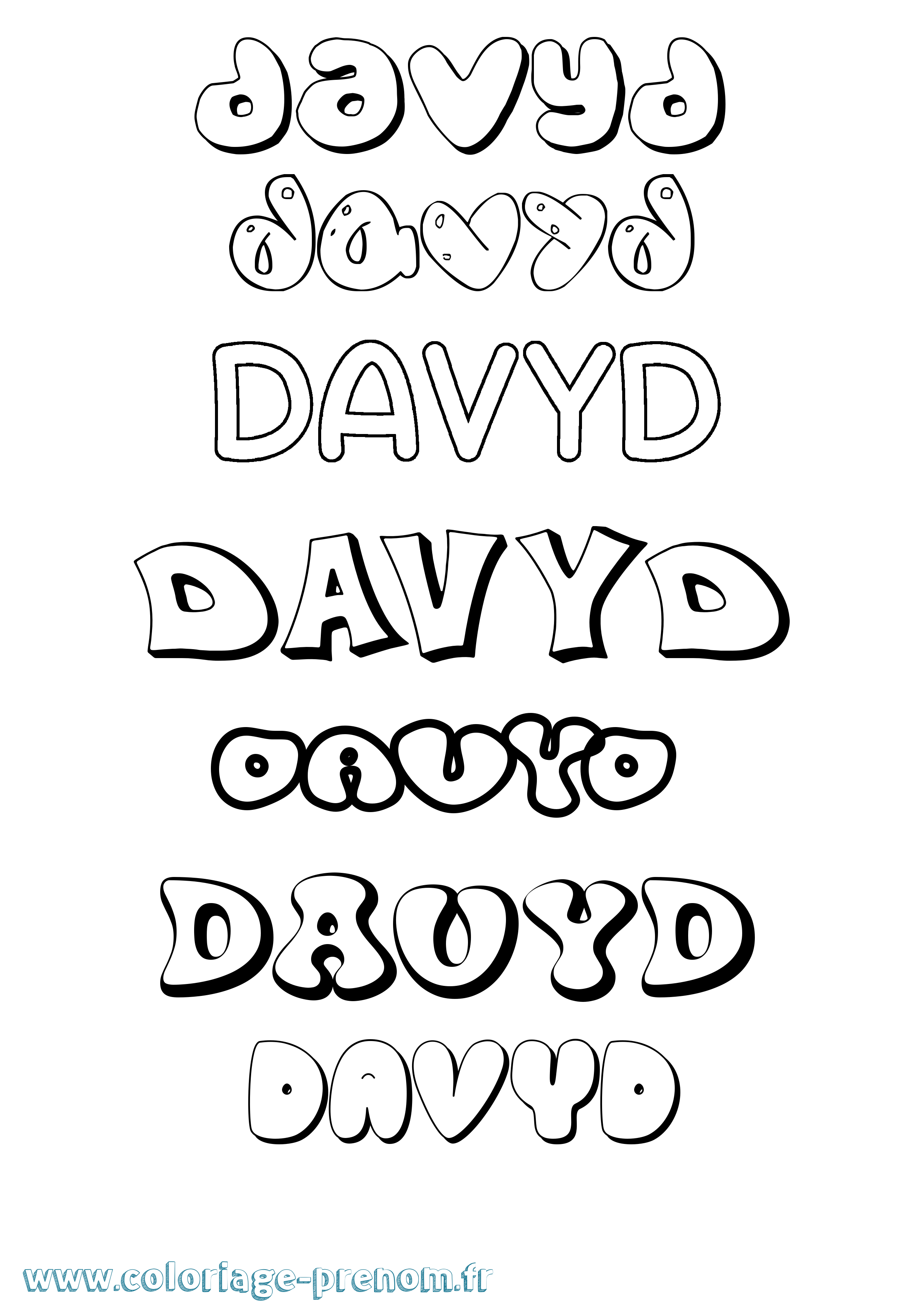 Coloriage Davyd Bubble Coloriage prénom Davyd Bubble