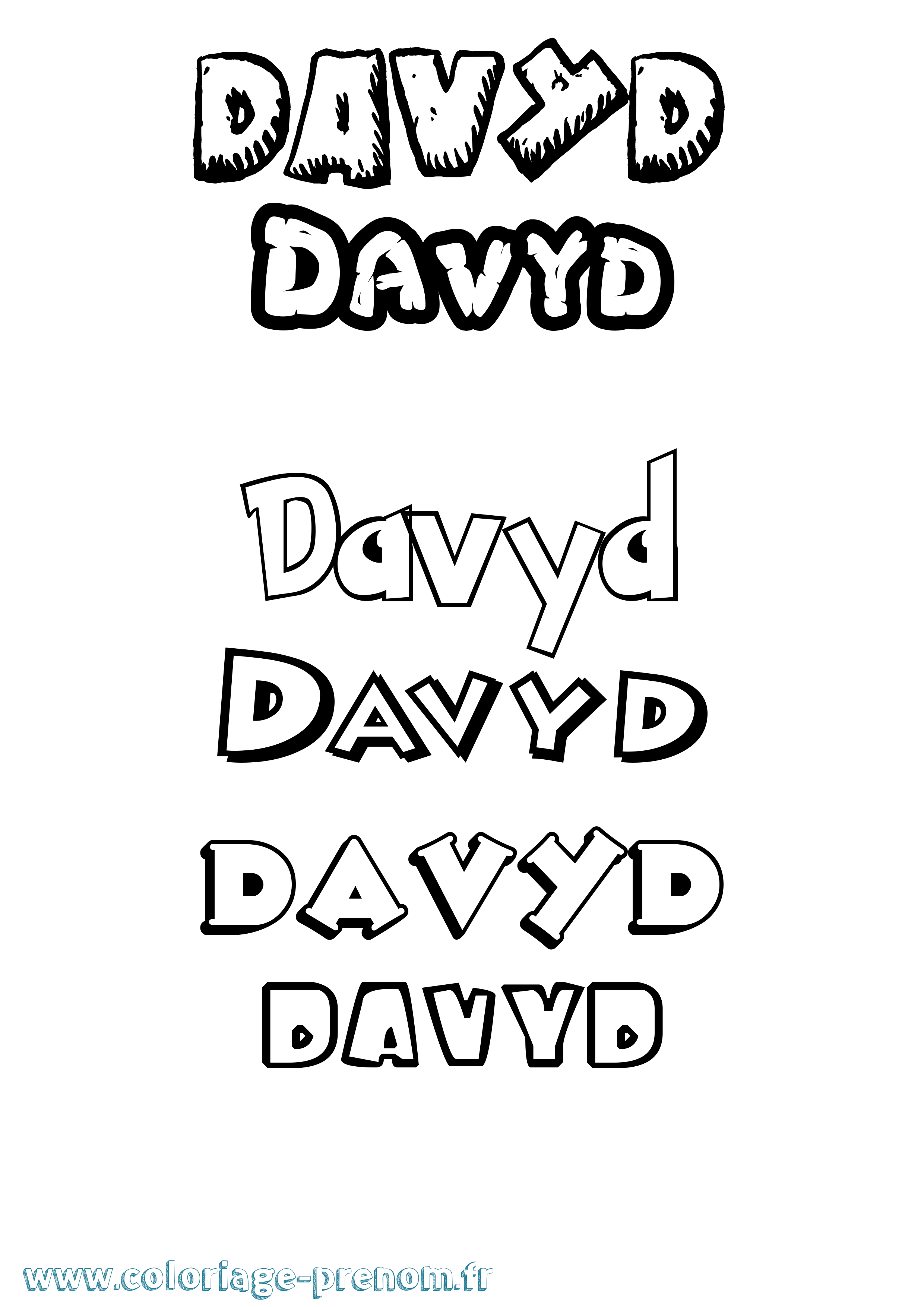 Coloriage Davyd Dessin Animé Coloriage prénom Davyd Dessin Animé