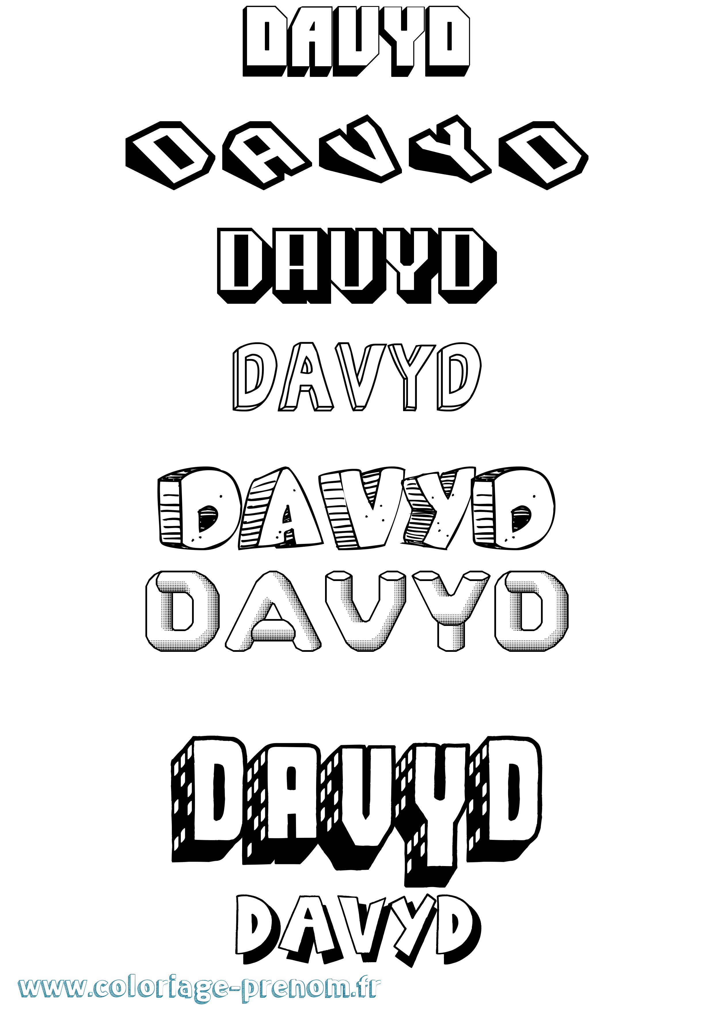 Coloriage Davyd Effet 3D Coloriage prénom Davyd Effet 3D