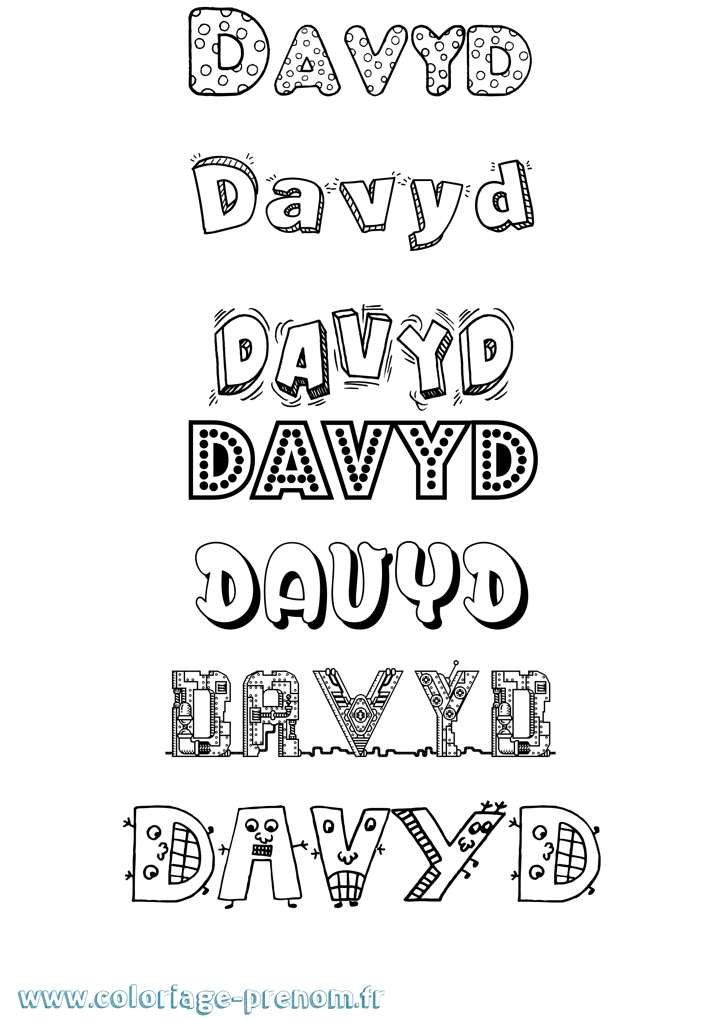 Coloriage Davyd Fun Coloriage prénom Davyd Fun