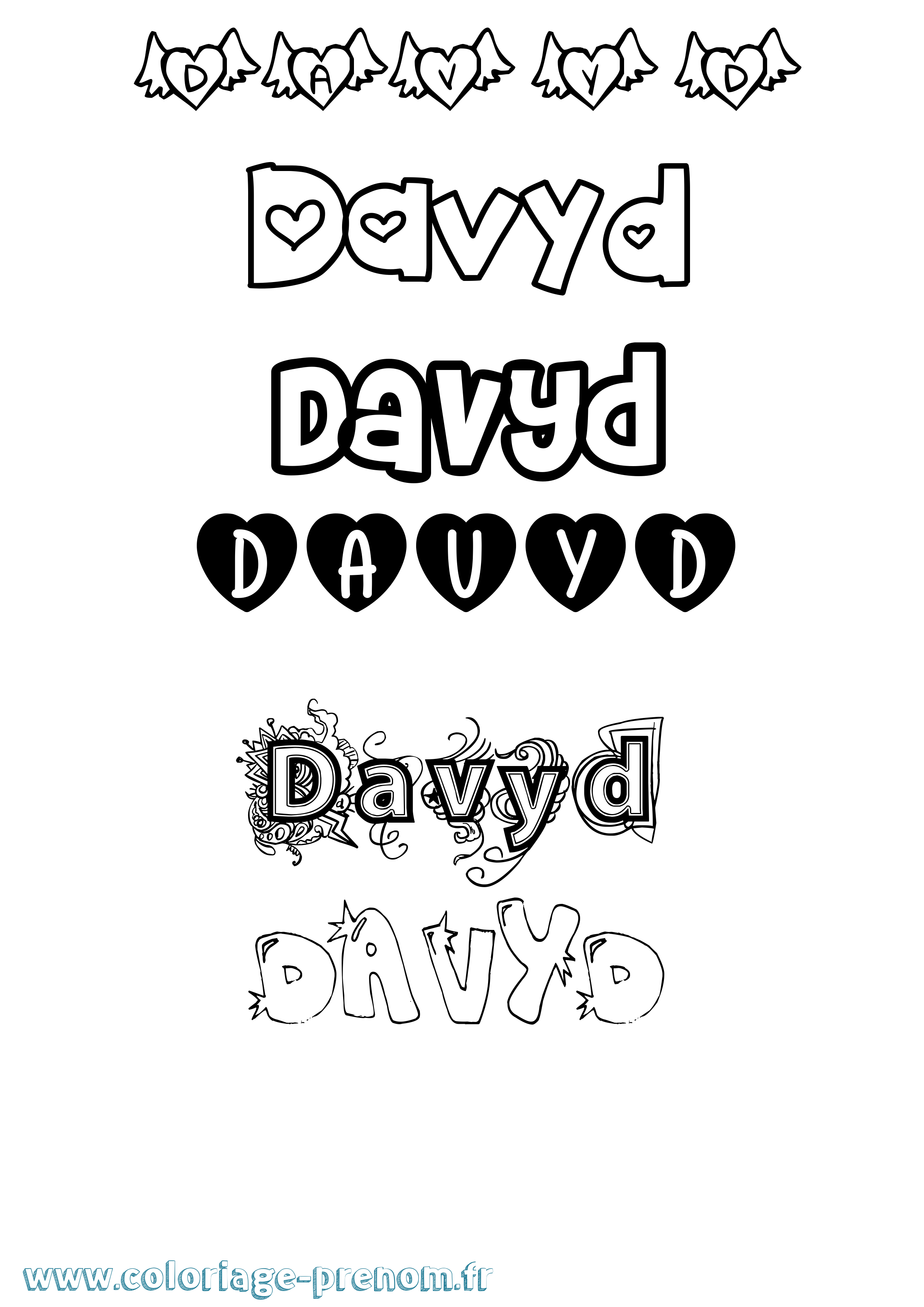 Coloriage Davyd Girly Coloriage prénom Davyd Girly