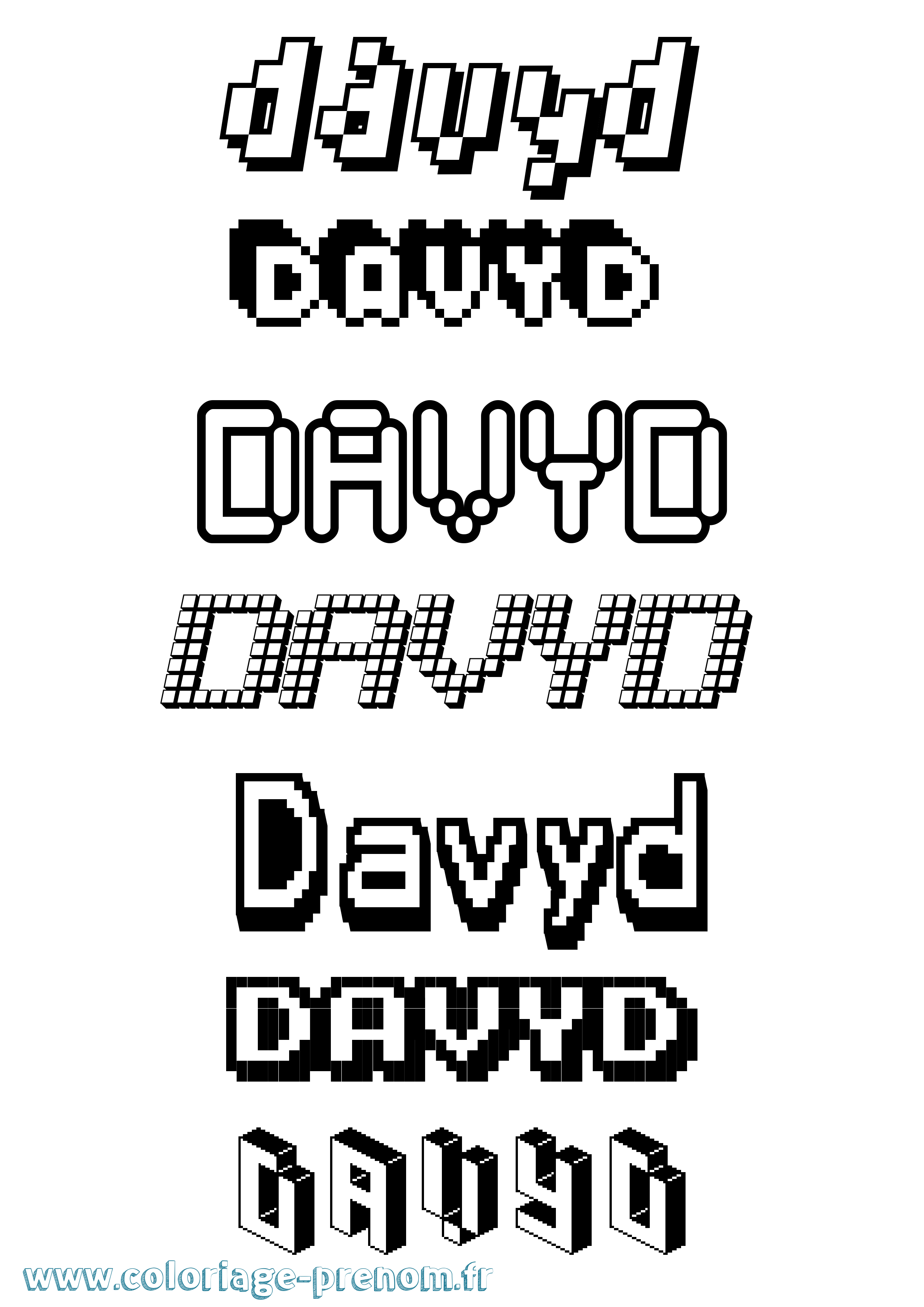 Coloriage Davyd Pixel Coloriage prénom Davyd Pixel