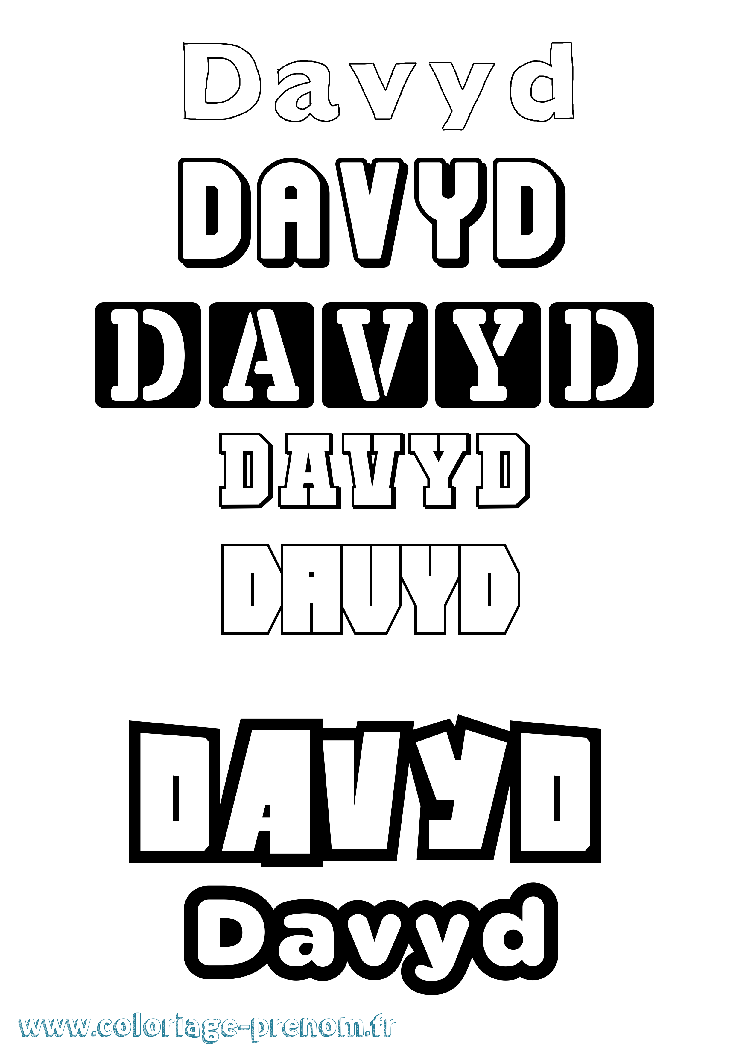 Coloriage Davyd Simple Coloriage prénom Davyd Simple