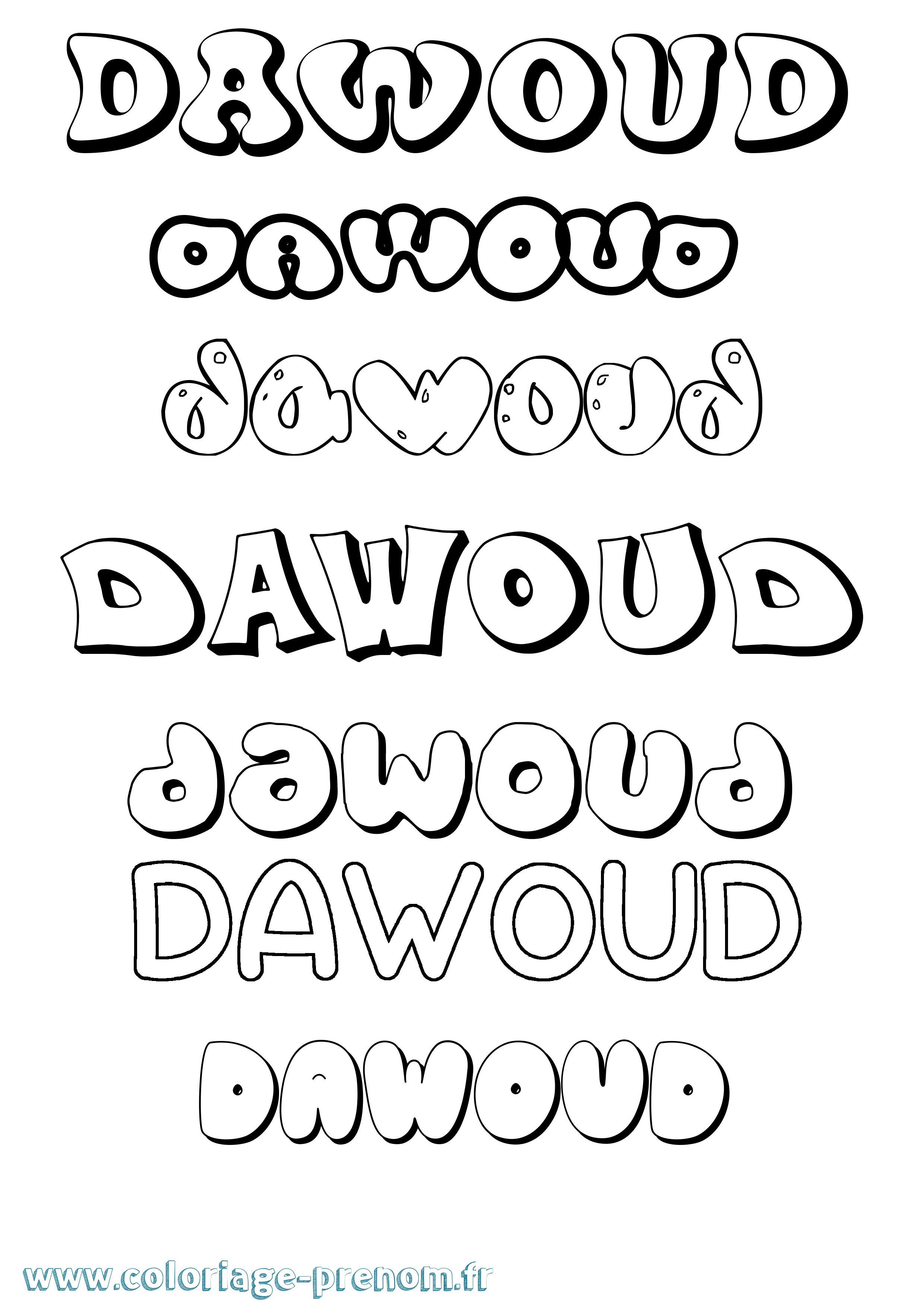 Coloriage Dawoud Bubble Coloriage prénom Dawoud Bubble