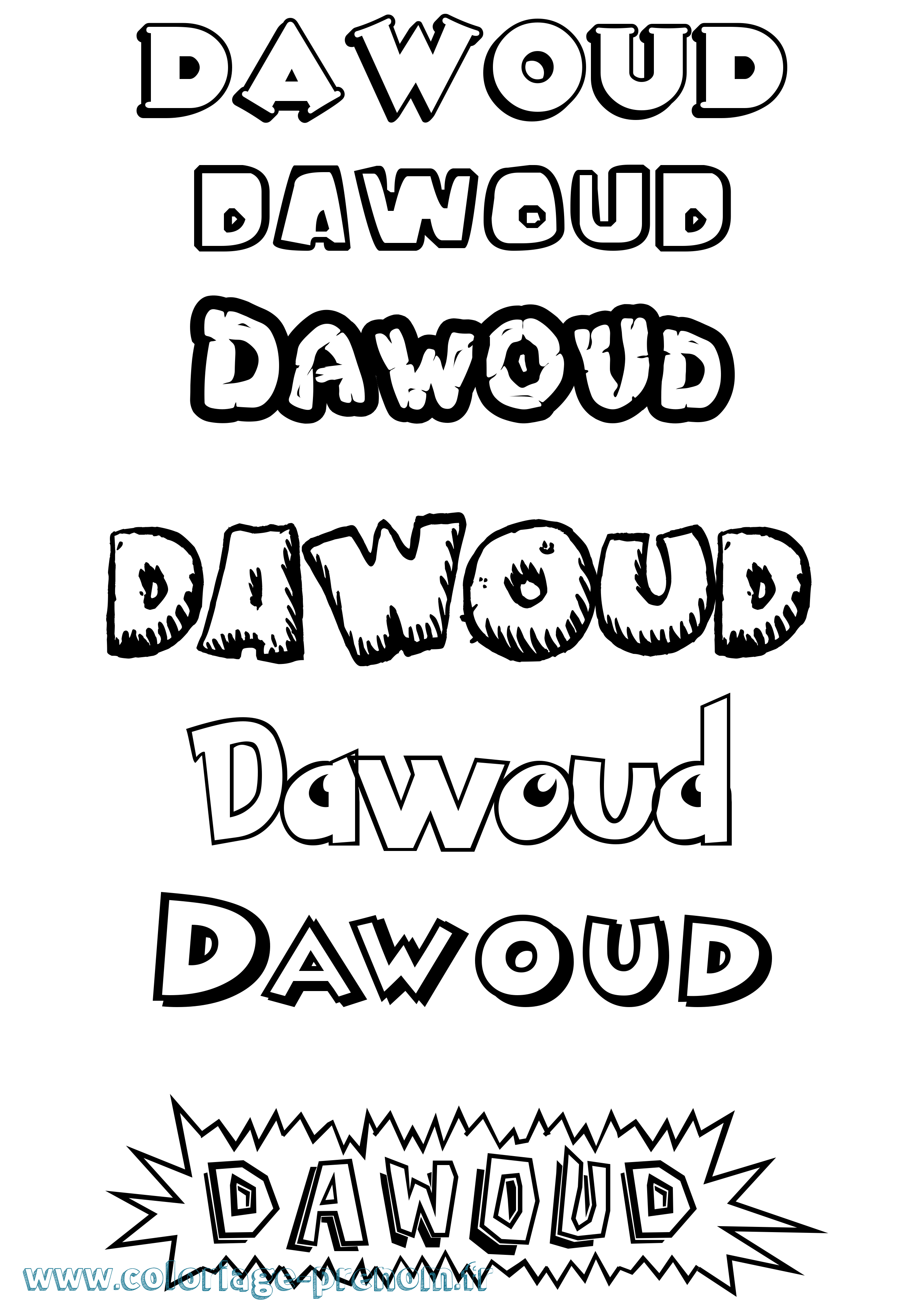 Coloriage Dawoud Dessin Animé Coloriage prénom Dawoud Dessin Animé