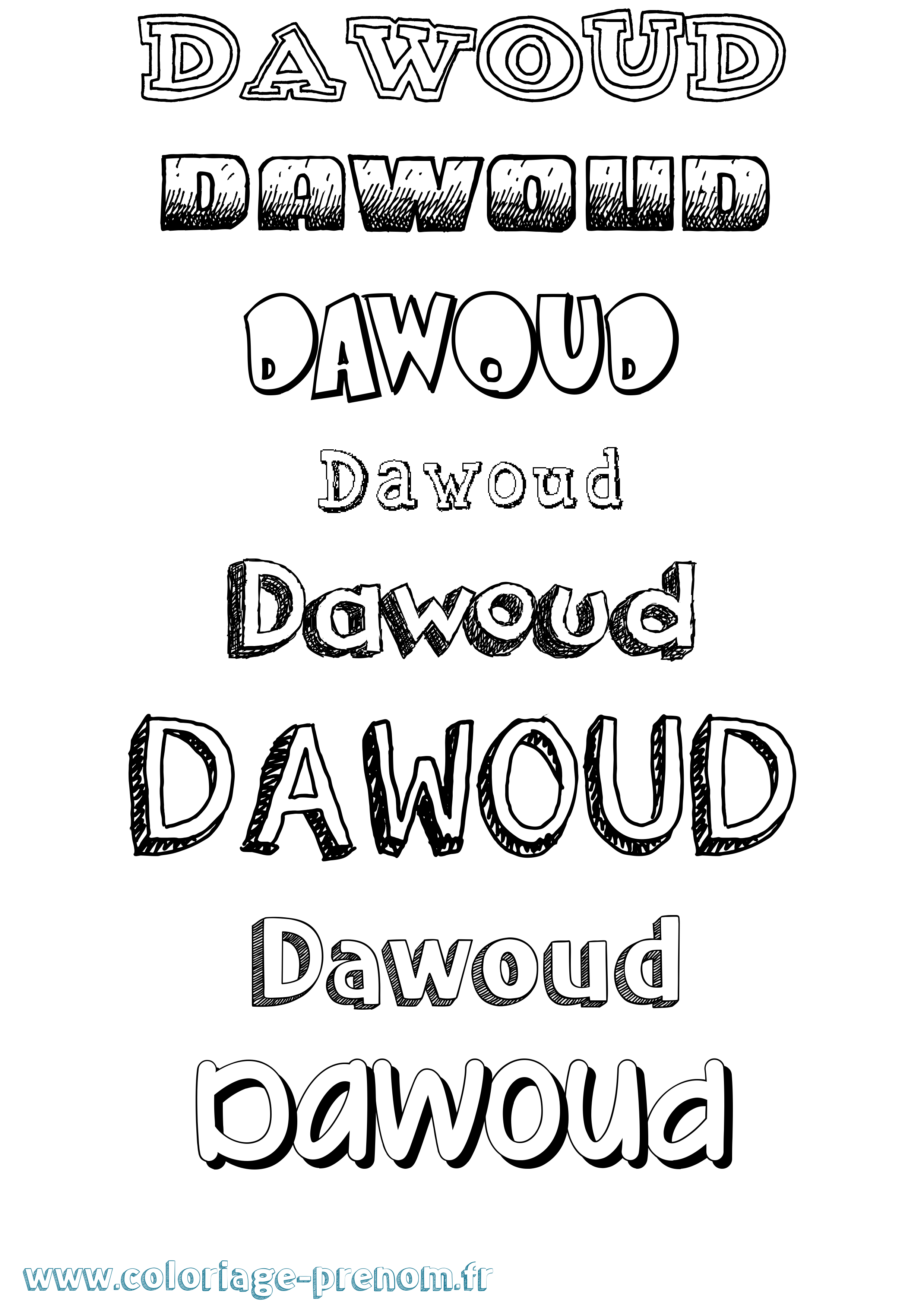 Coloriage Dawoud Dessiné Coloriage prénom Dawoud Dessiné