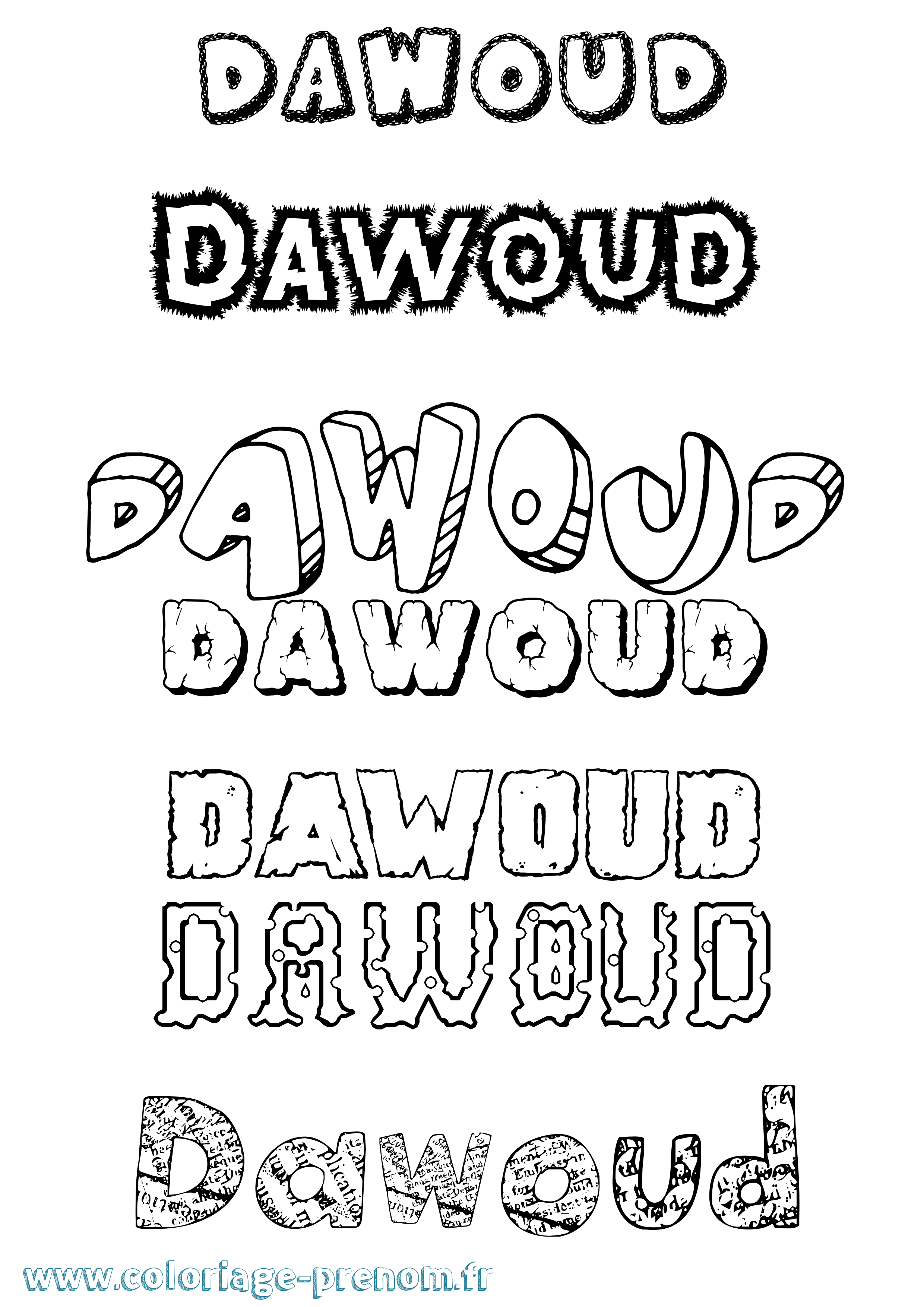 Coloriage Dawoud Destructuré Coloriage prénom Dawoud Destructuré