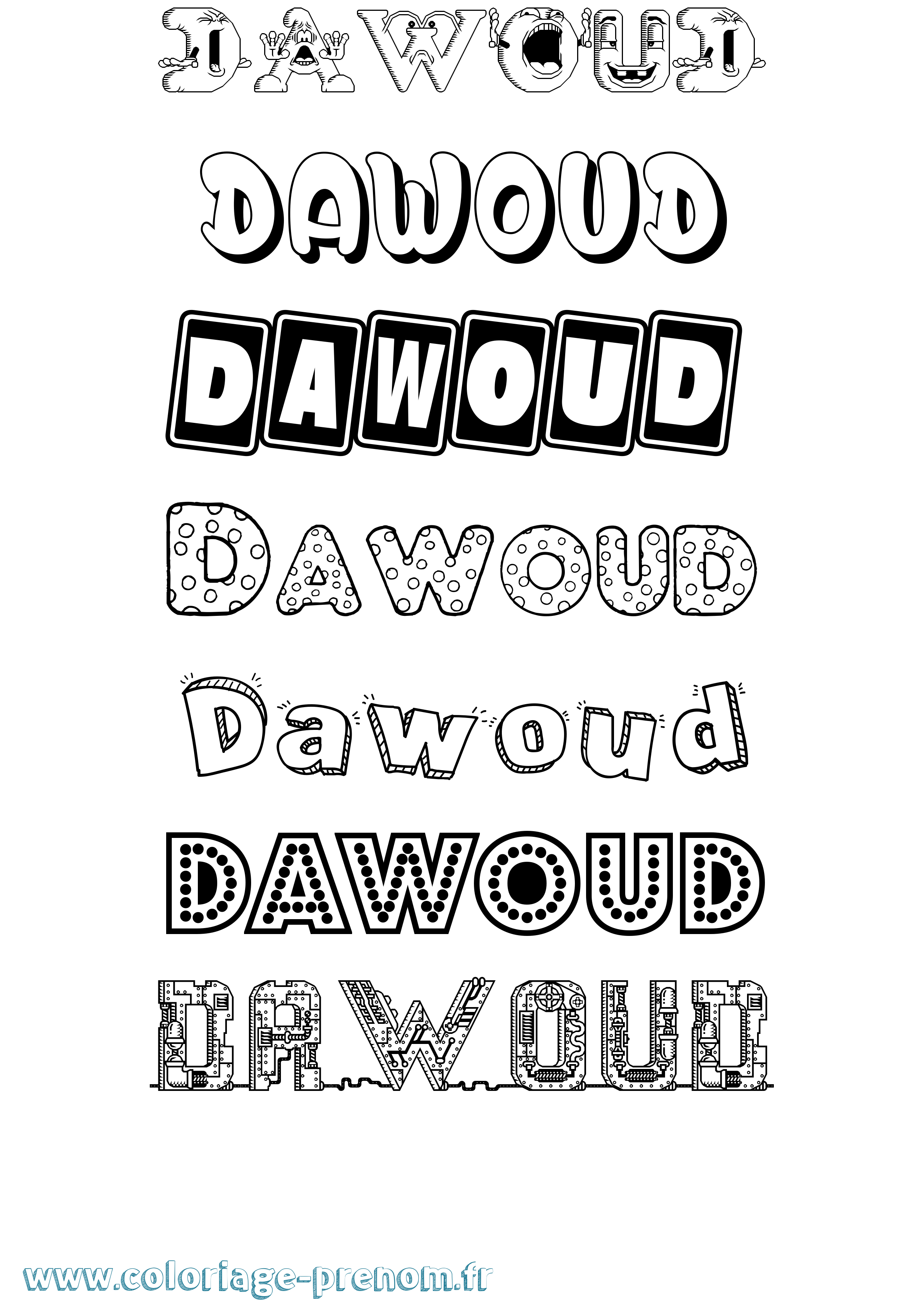 Coloriage Dawoud Fun Coloriage prénom Dawoud Fun
