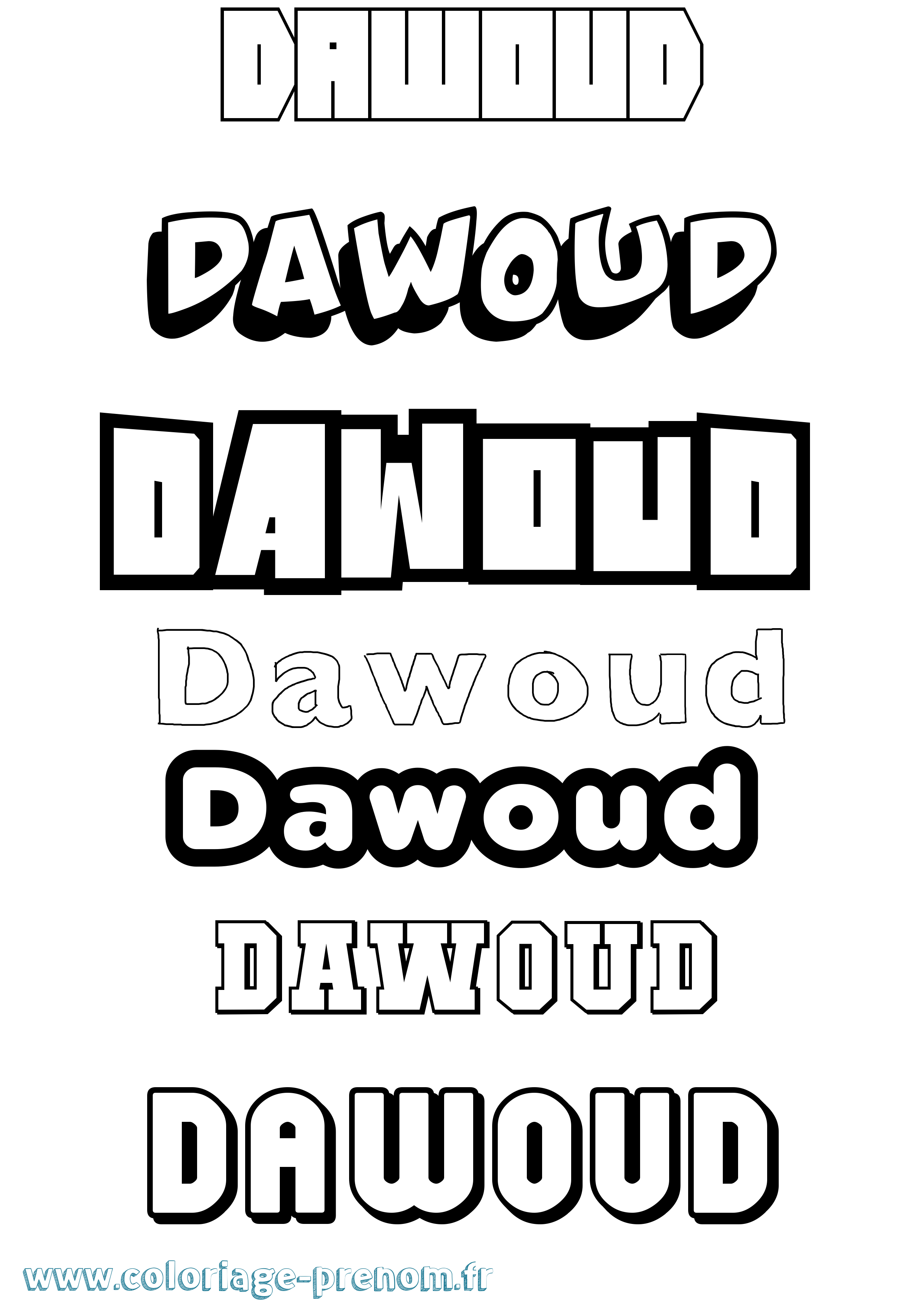 Coloriage Dawoud Simple Coloriage prénom Dawoud Simple