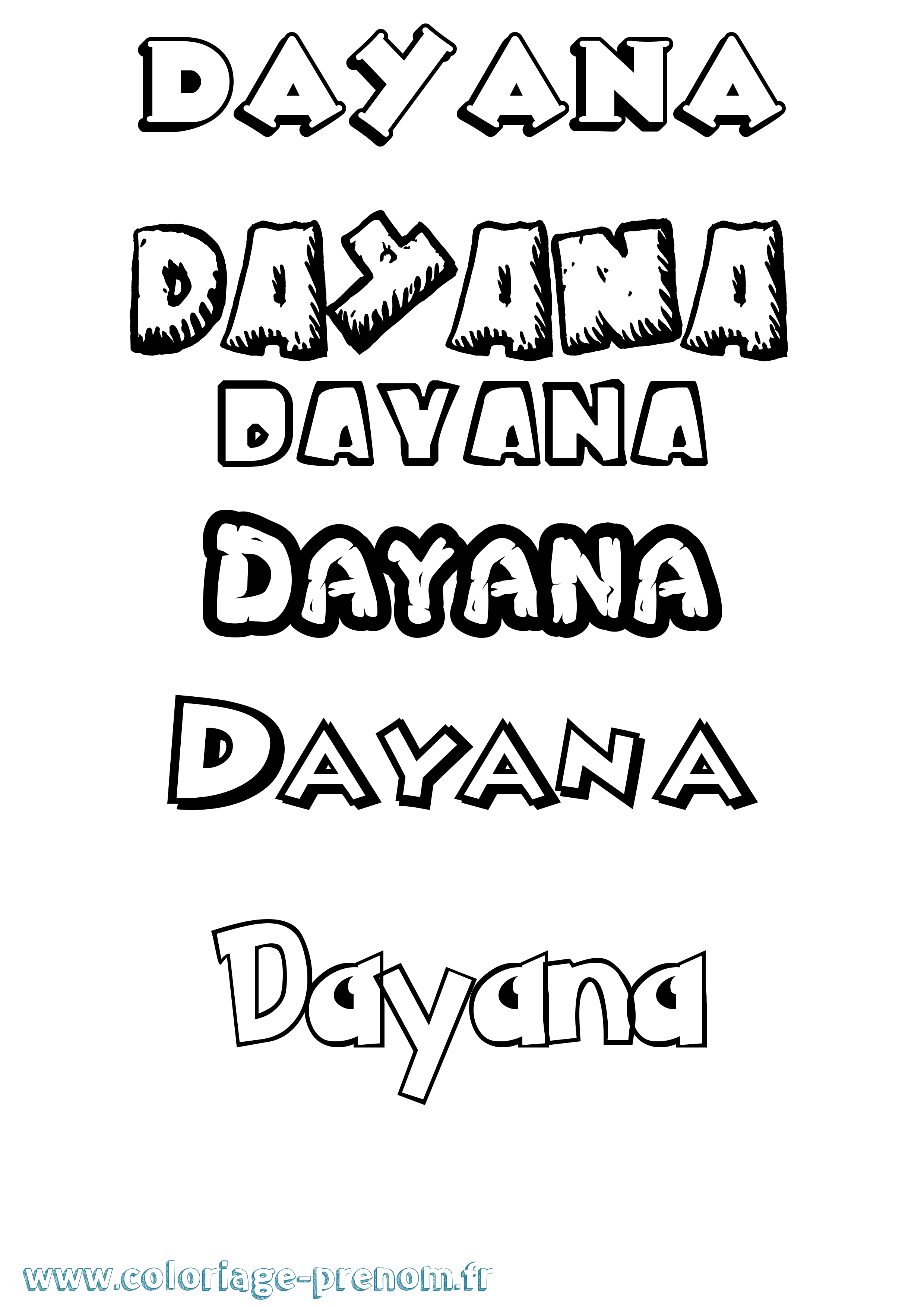 Coloriage Dayana Dessin Animé Coloriage prénom Dayana Dessin Animé