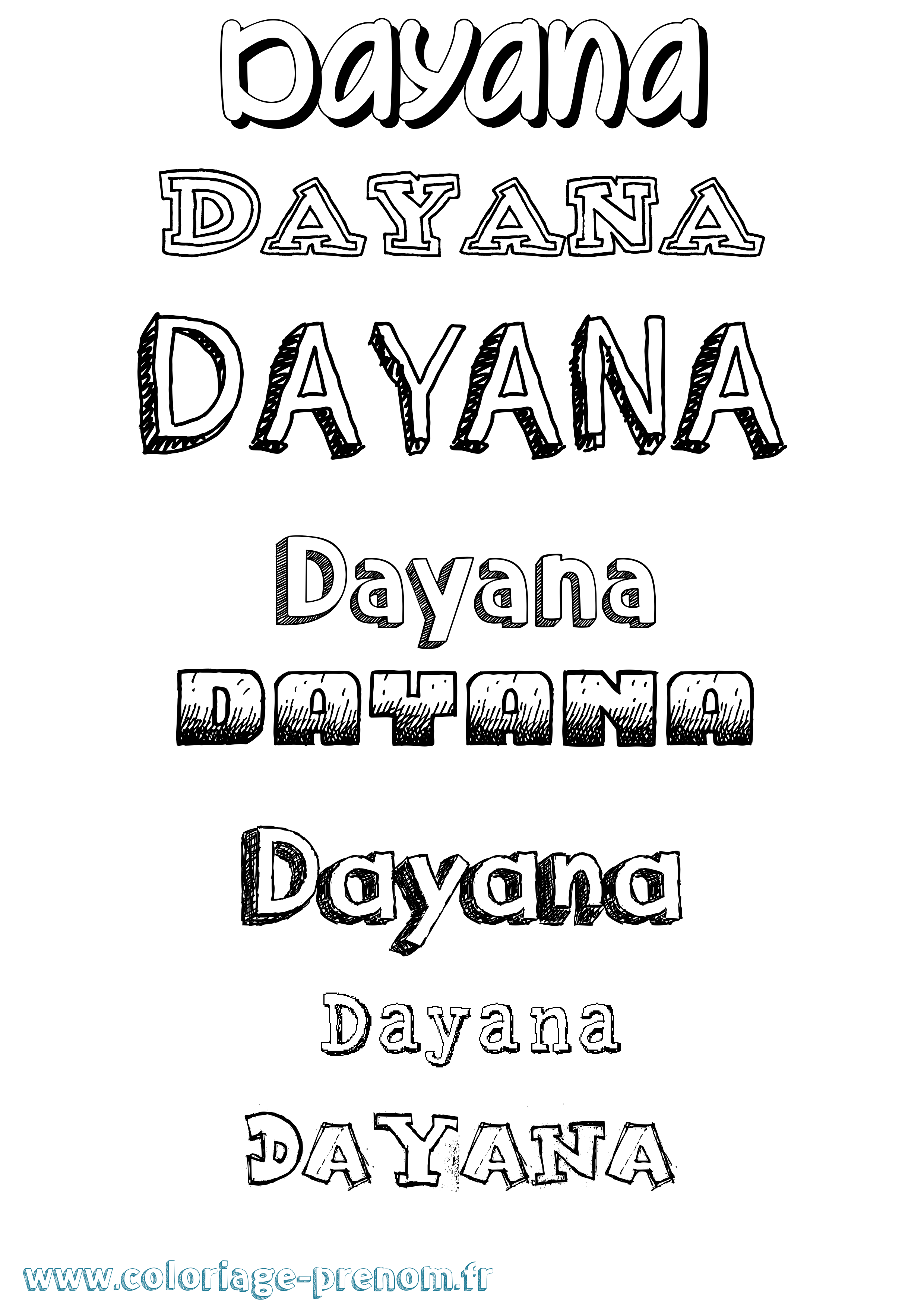 Coloriage Dayana Dessiné Coloriage prénom Dayana Dessiné