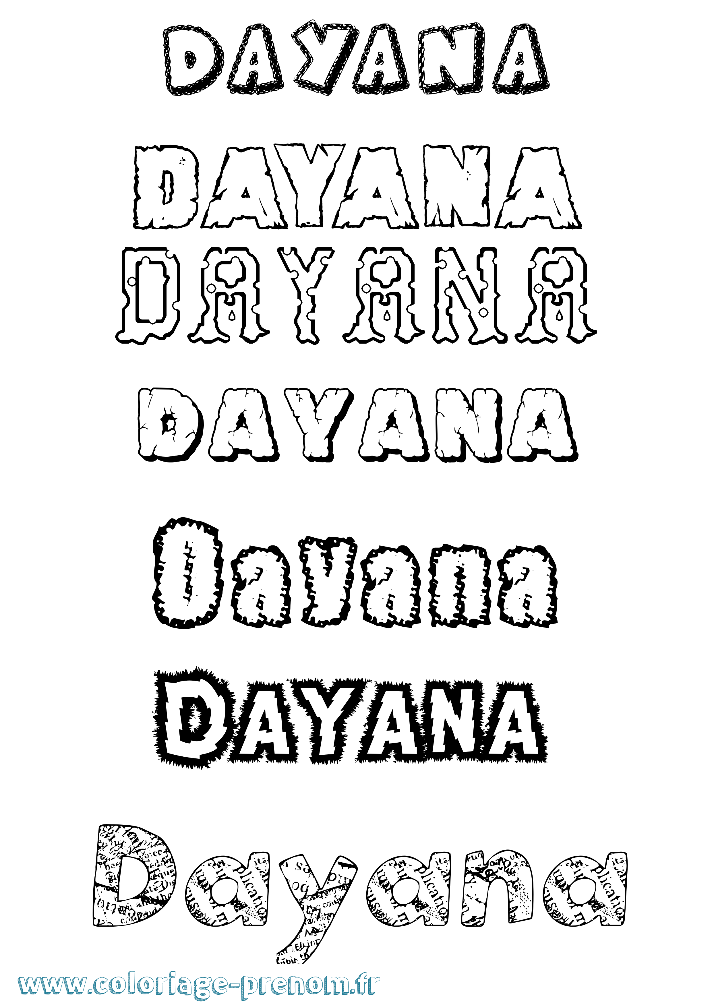 Coloriage Dayana Destructuré Coloriage prénom Dayana Destructuré