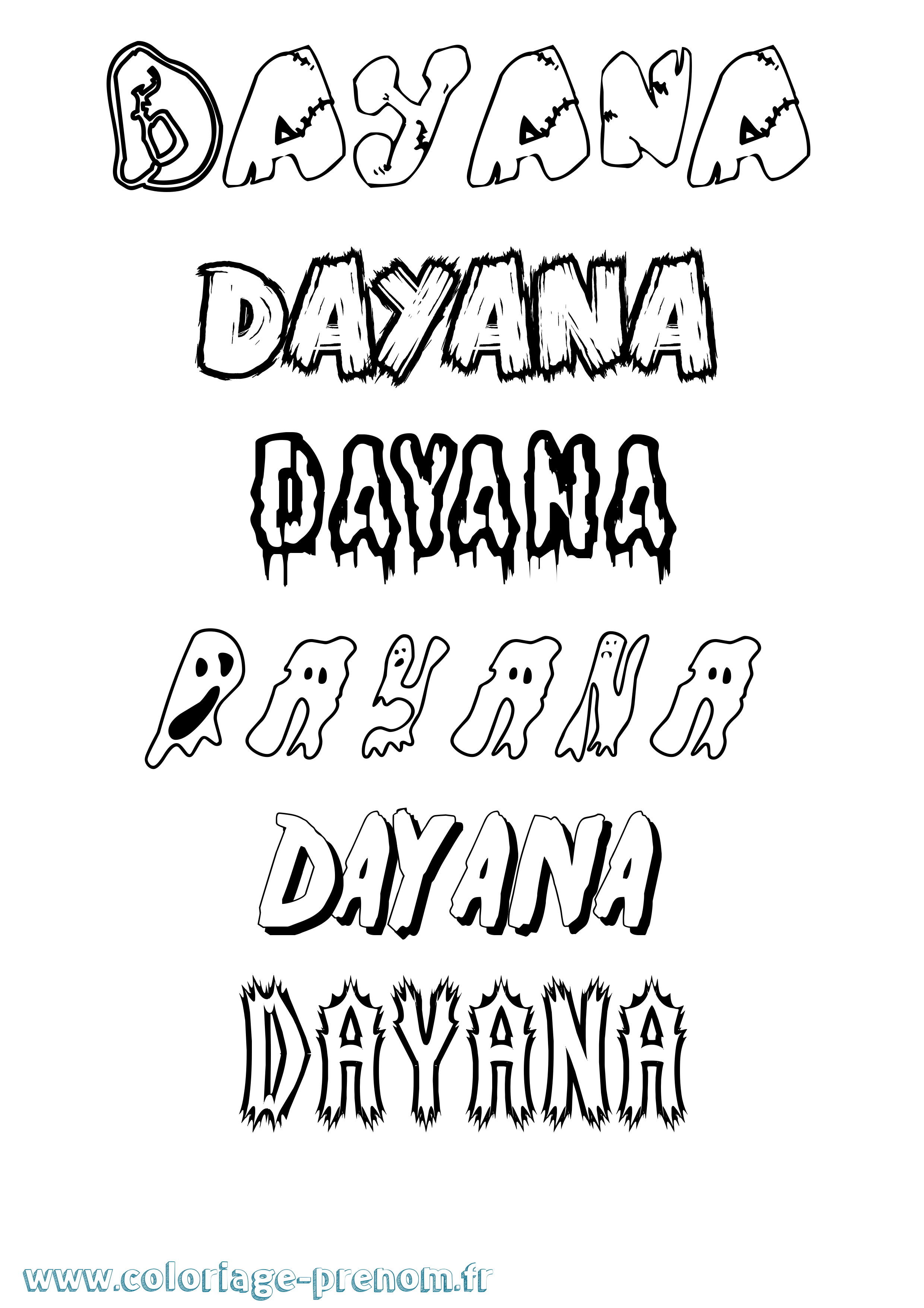 Coloriage Dayana Frisson Coloriage prénom Dayana Frisson