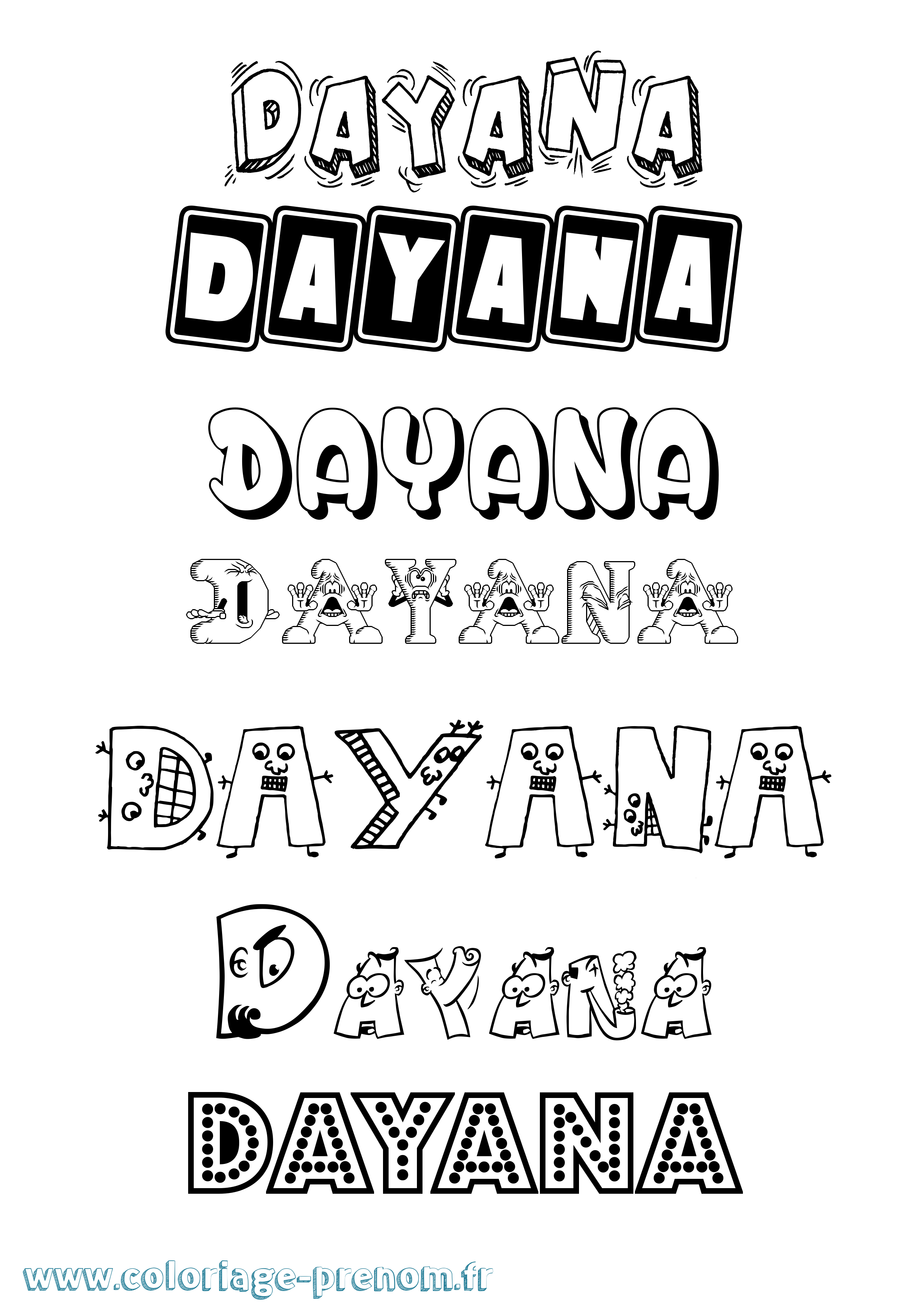 Coloriage Dayana Fun Coloriage prénom Dayana Fun