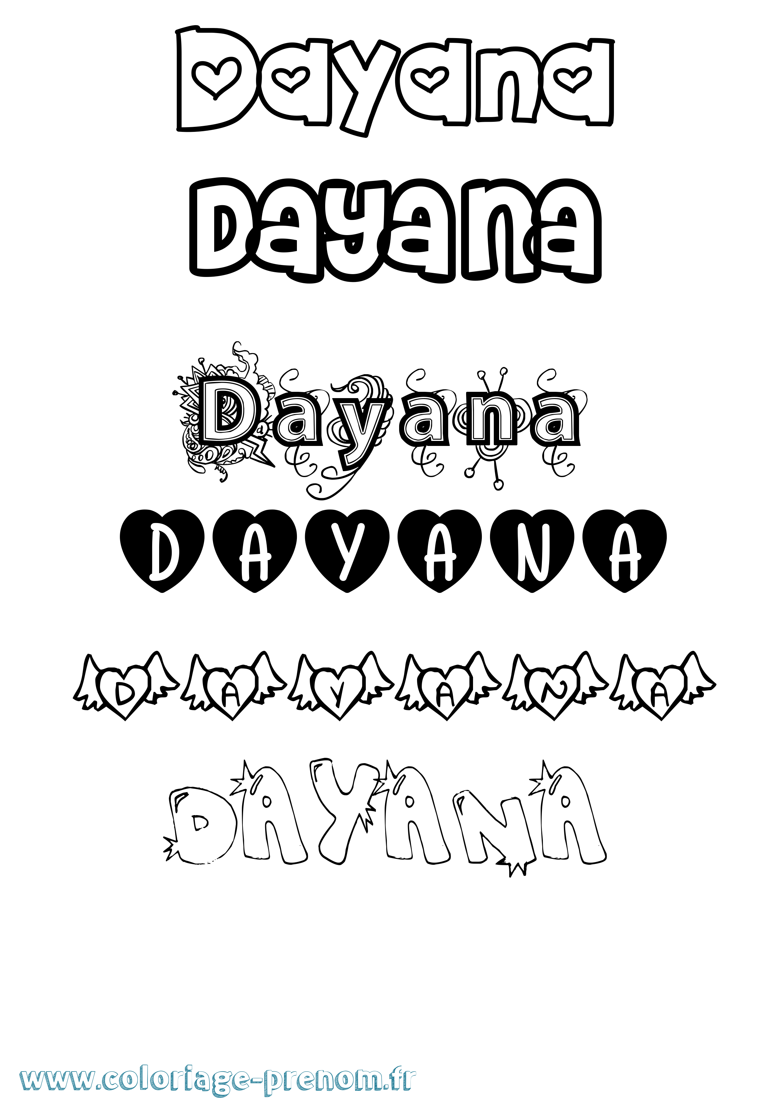 Coloriage Dayana Girly Coloriage prénom Dayana Girly