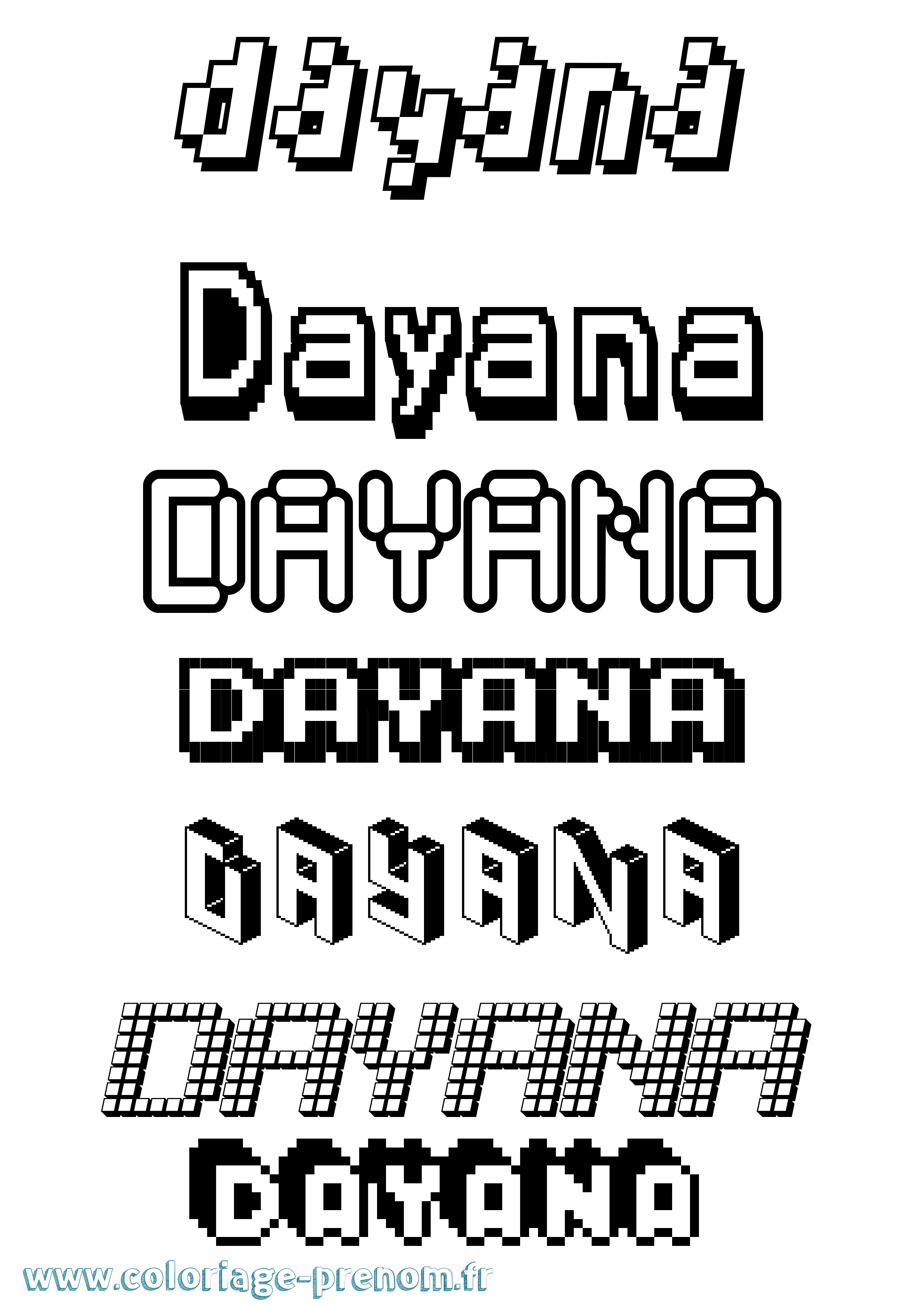 Coloriage Dayana Pixel Coloriage prénom Dayana Pixel