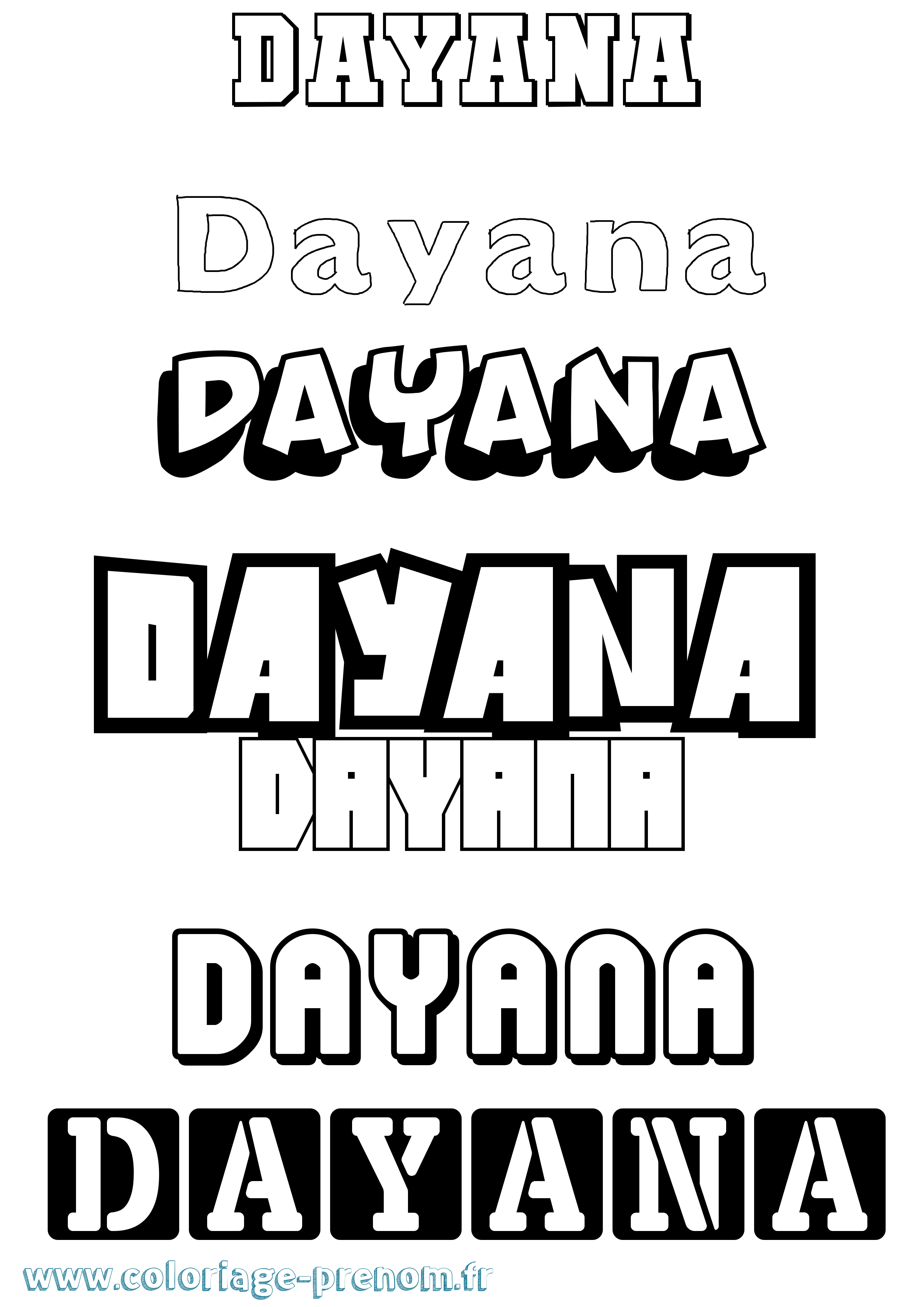 Coloriage Dayana Simple Coloriage prénom Dayana Simple