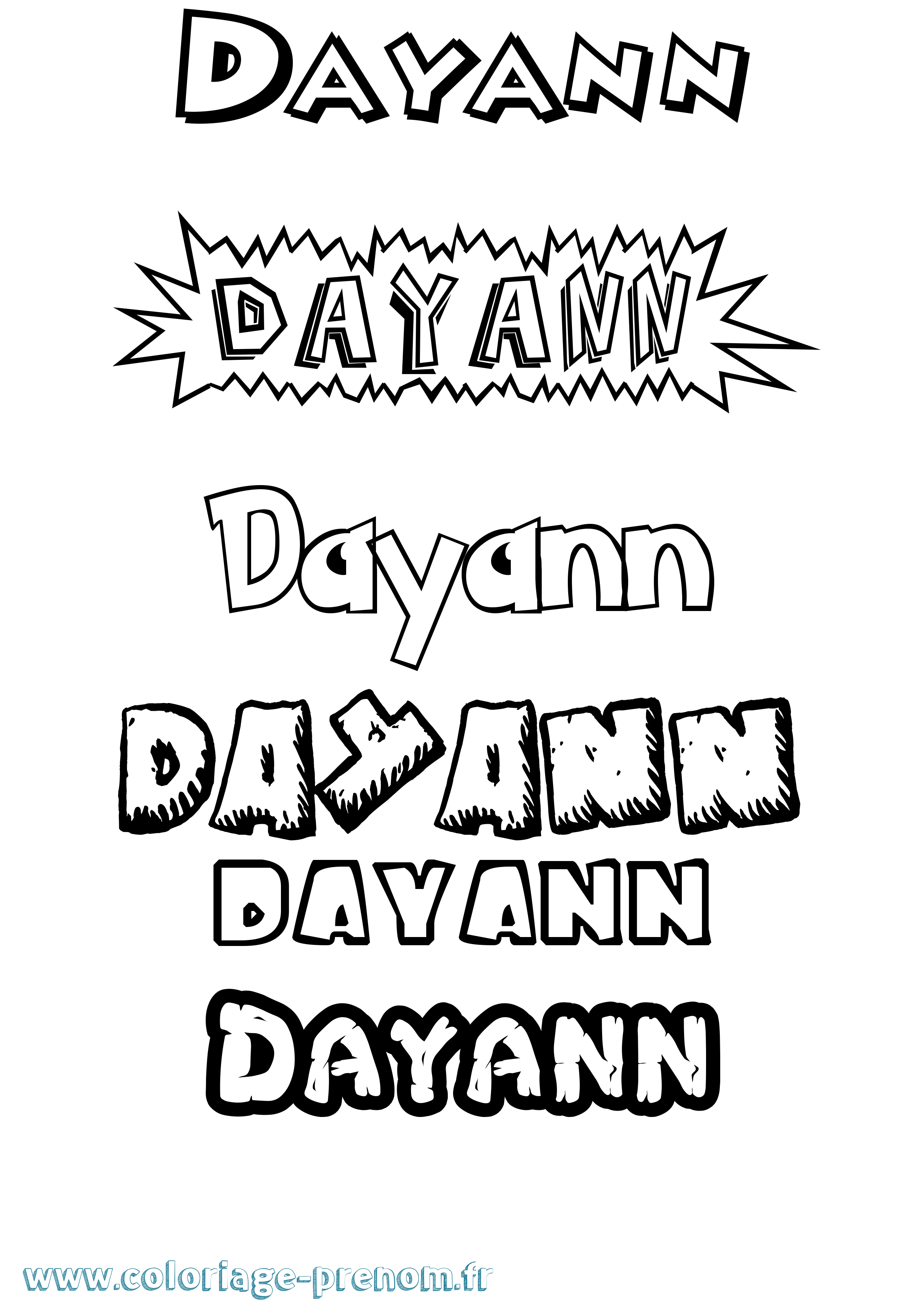 Coloriage Dayann Dessin Animé Coloriage prénom Dayann Dessin Animé