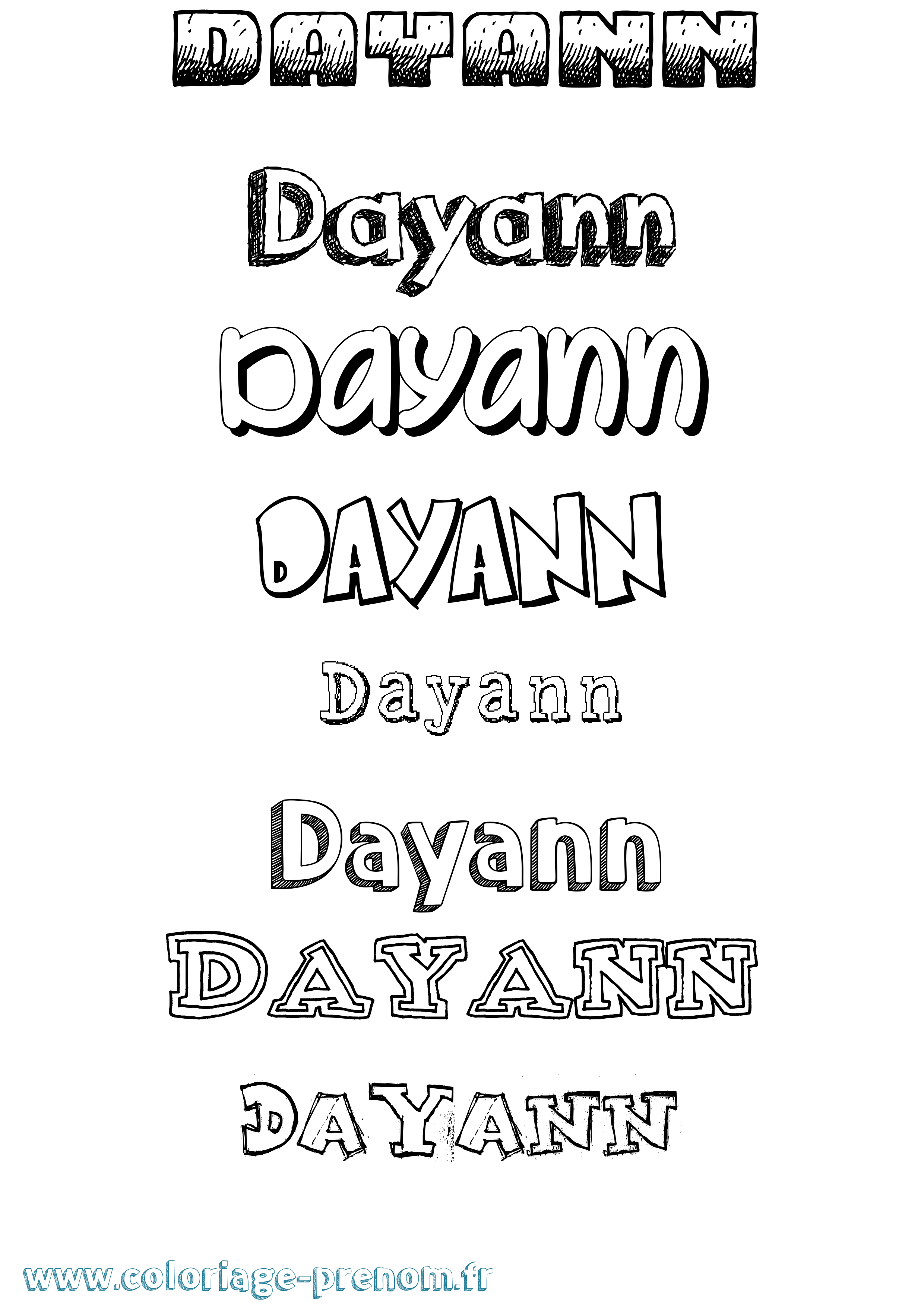 Coloriage Dayann Dessiné Coloriage prénom Dayann Dessiné