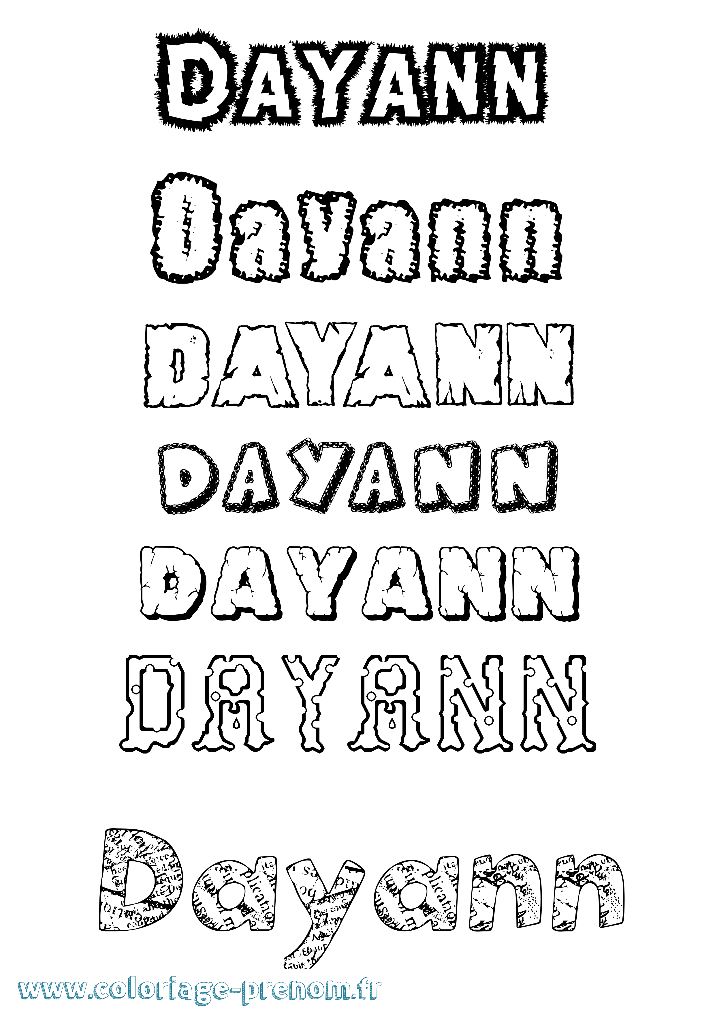 Coloriage Dayann Destructuré Coloriage prénom Dayann Destructuré