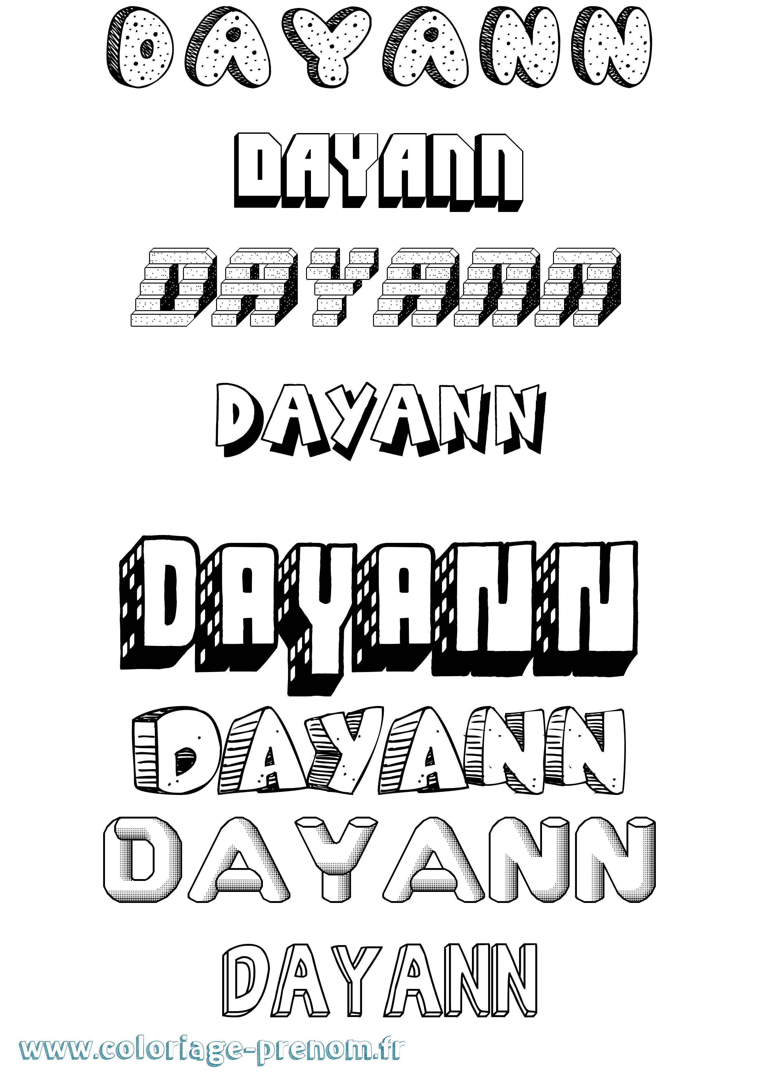 Coloriage Dayann Effet 3D Coloriage prénom Dayann Effet 3D