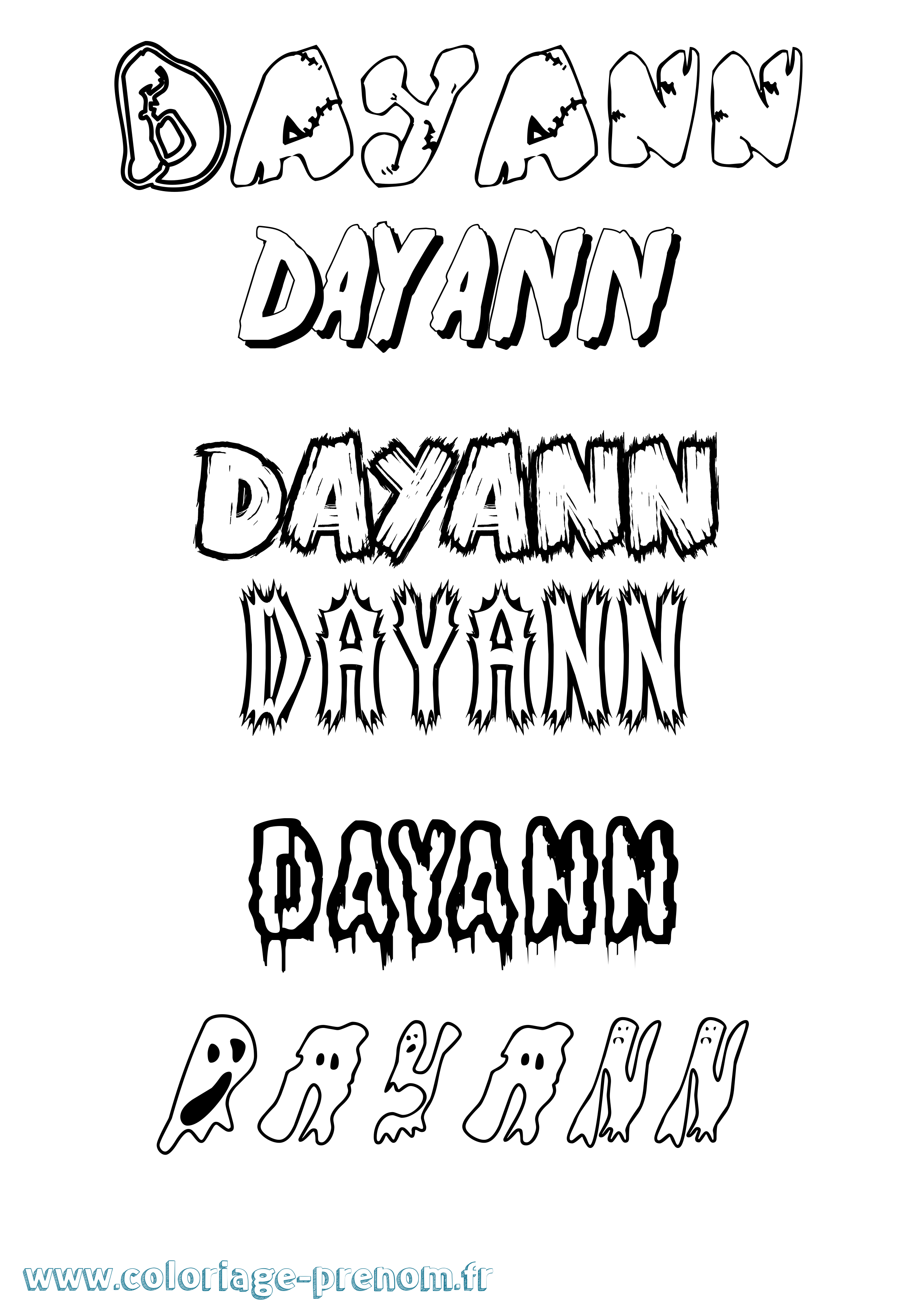 Coloriage Dayann Frisson Coloriage prénom Dayann Frisson