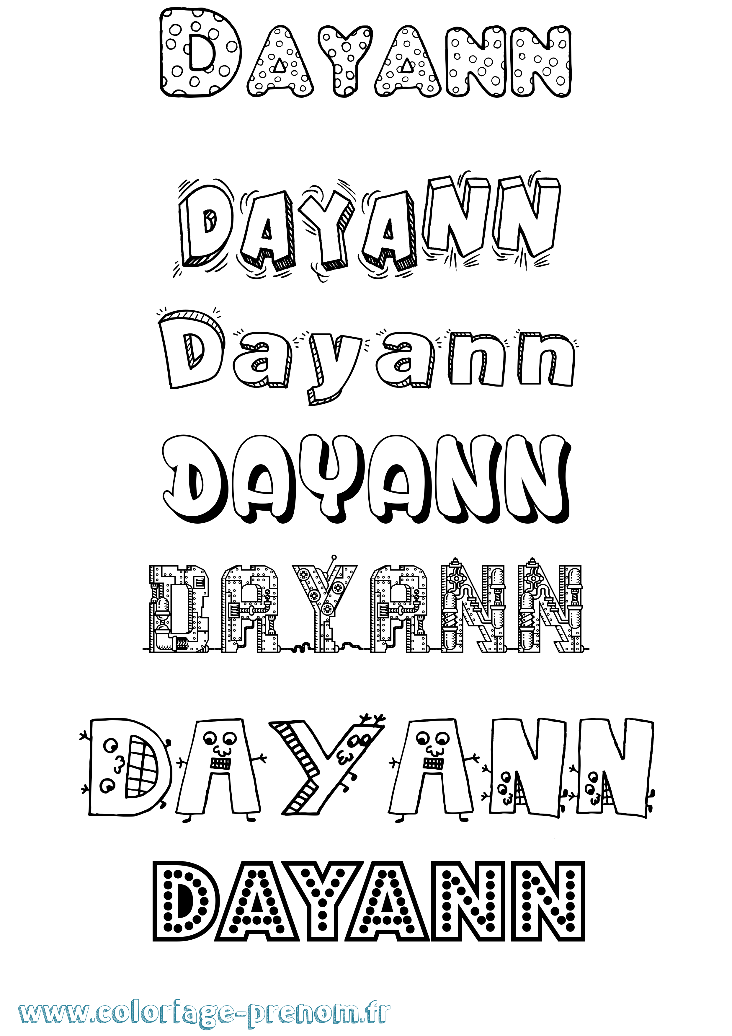 Coloriage Dayann Fun Coloriage prénom Dayann Fun