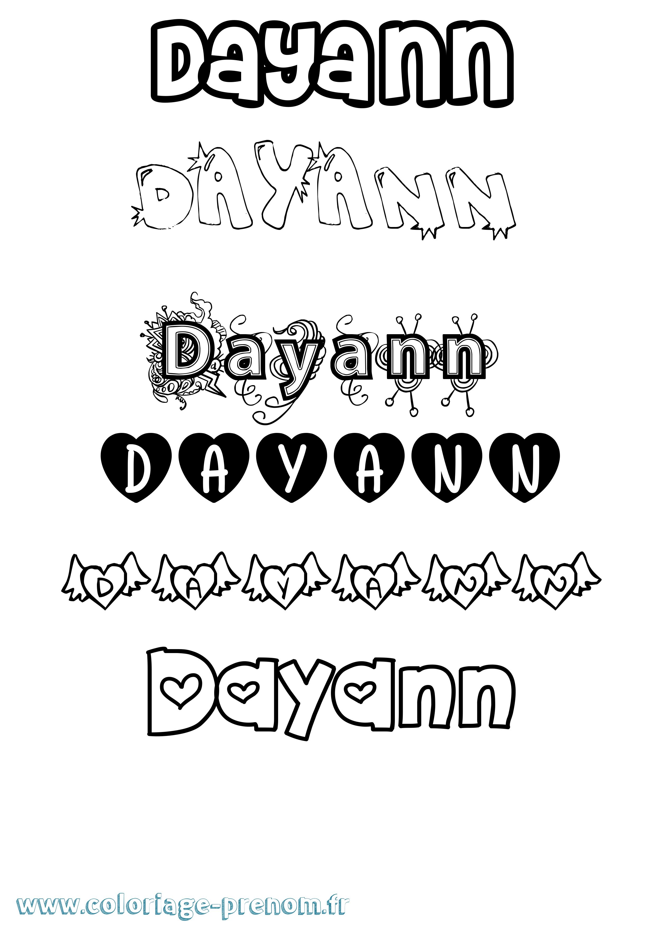 Coloriage Dayann Girly Coloriage prénom Dayann Girly
