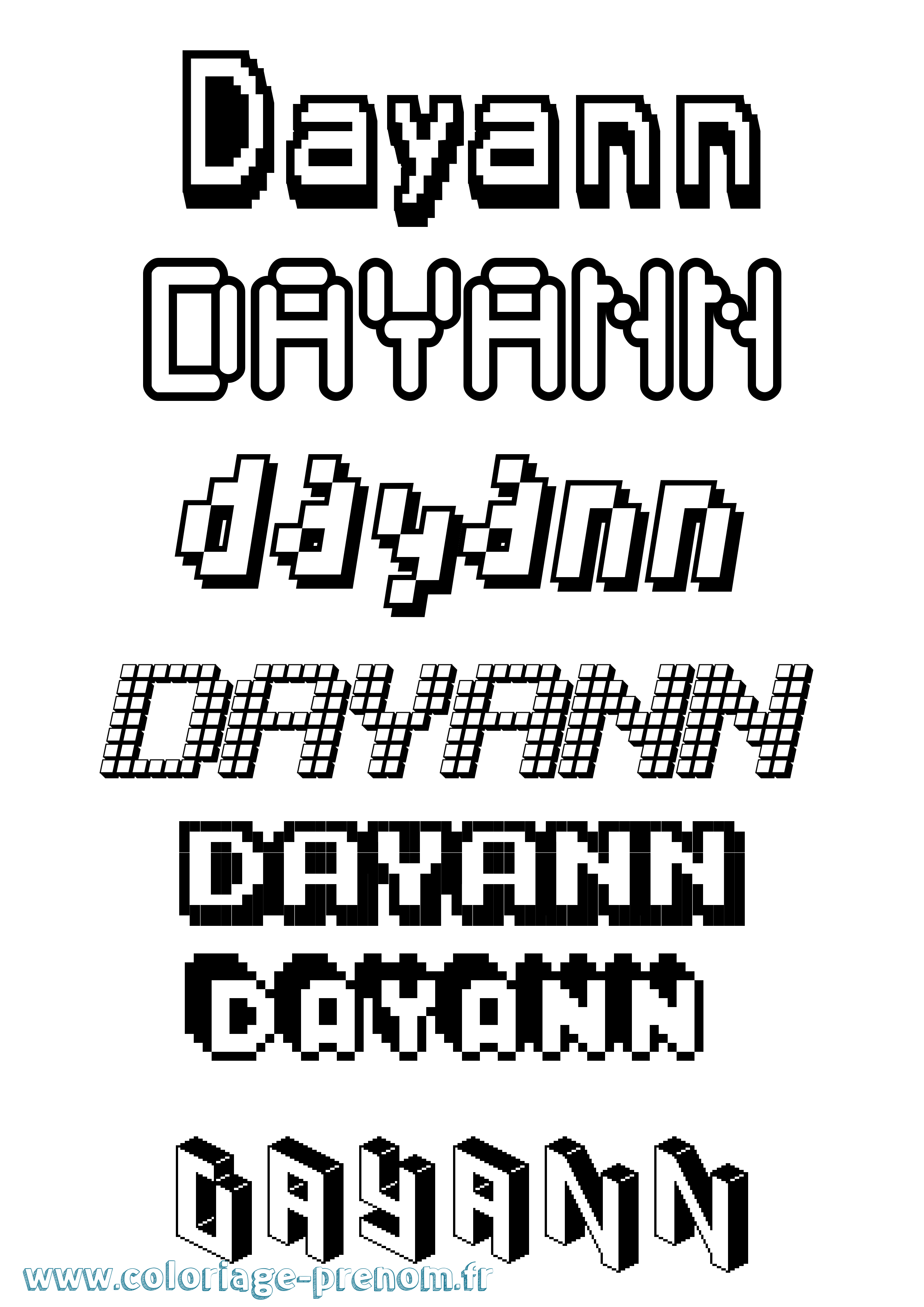 Coloriage Dayann Pixel Coloriage prénom Dayann Pixel