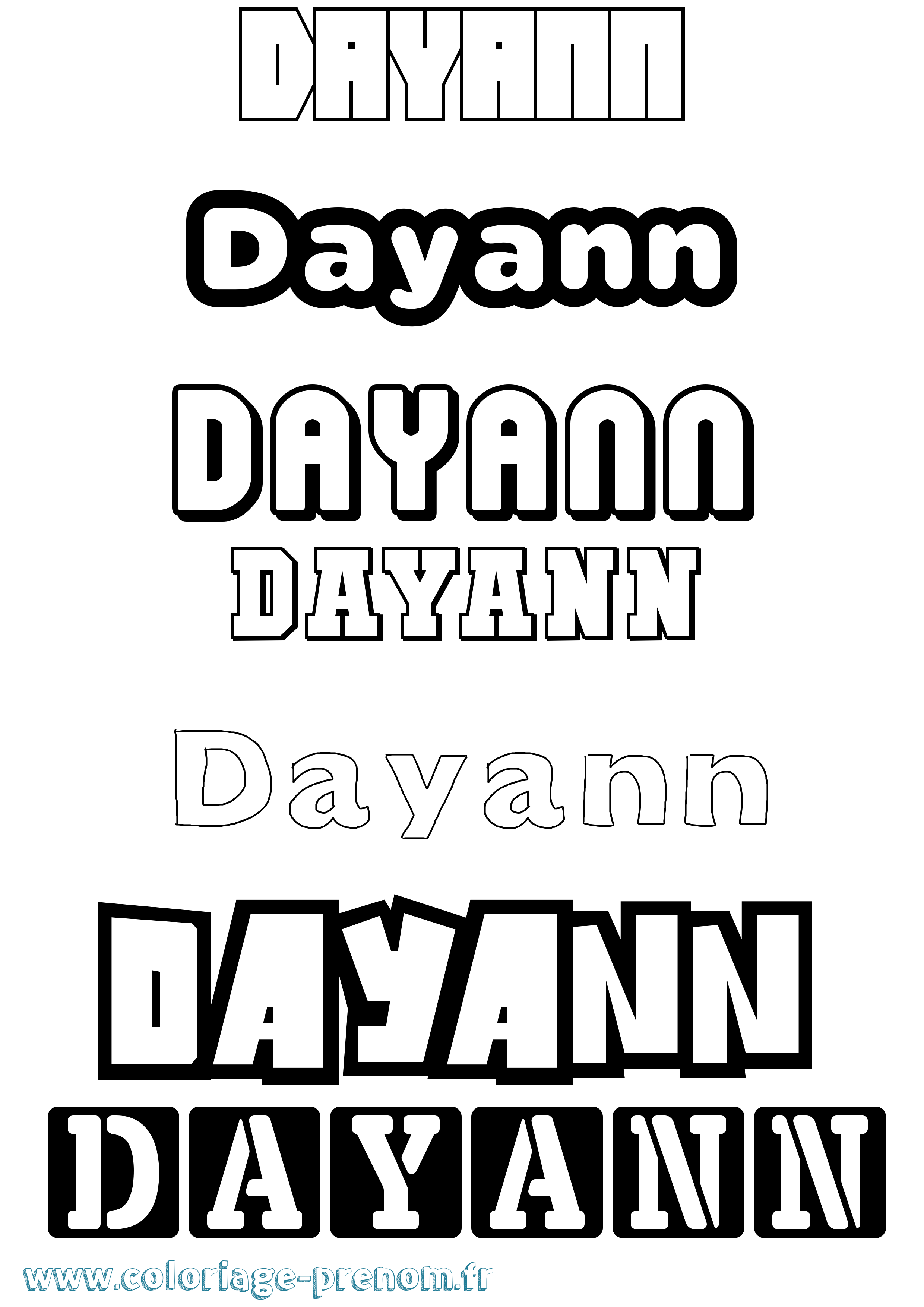 Coloriage Dayann Simple Coloriage prénom Dayann Simple