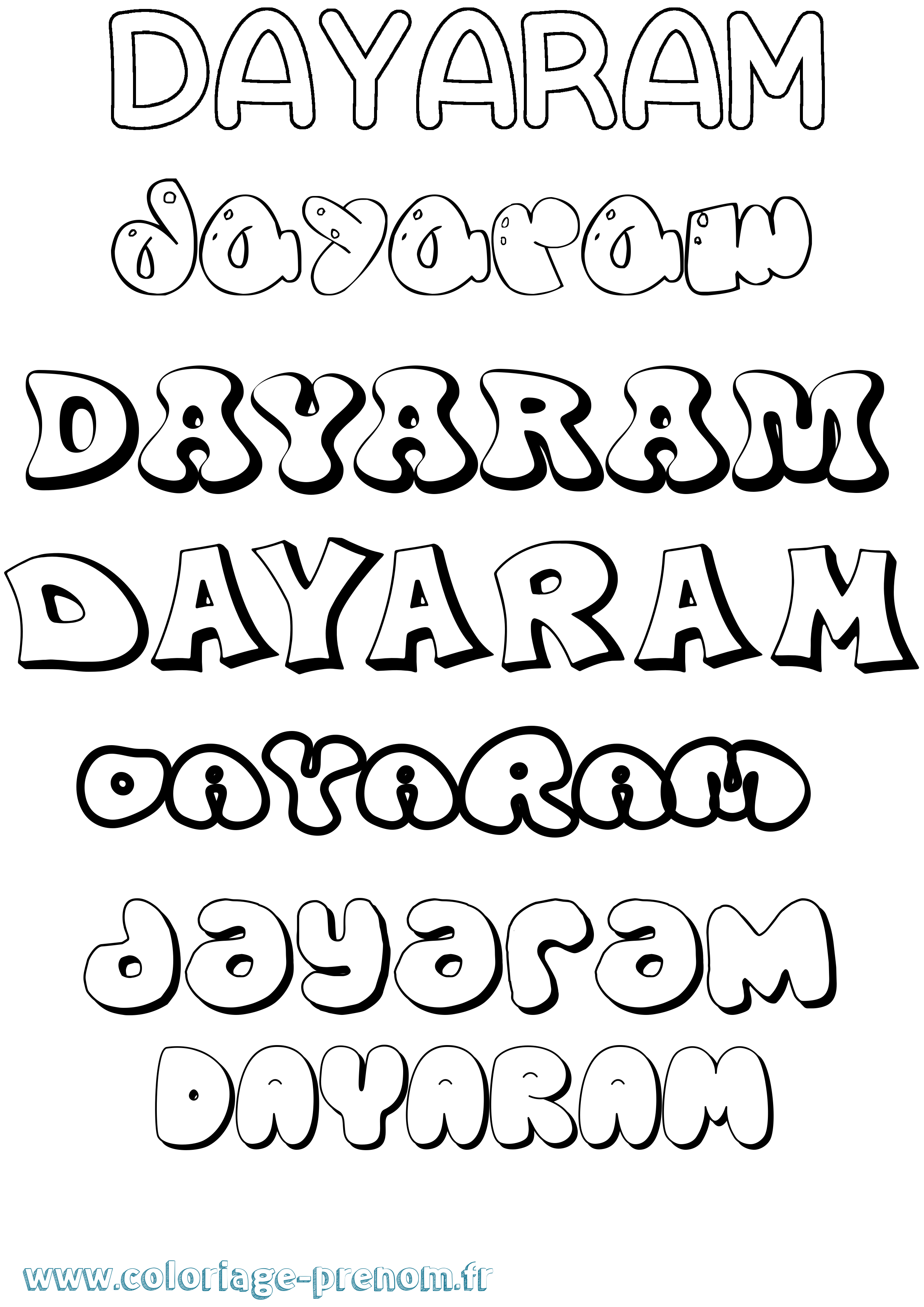 Coloriage Dayaram Bubble Coloriage prénom Dayaram Bubble