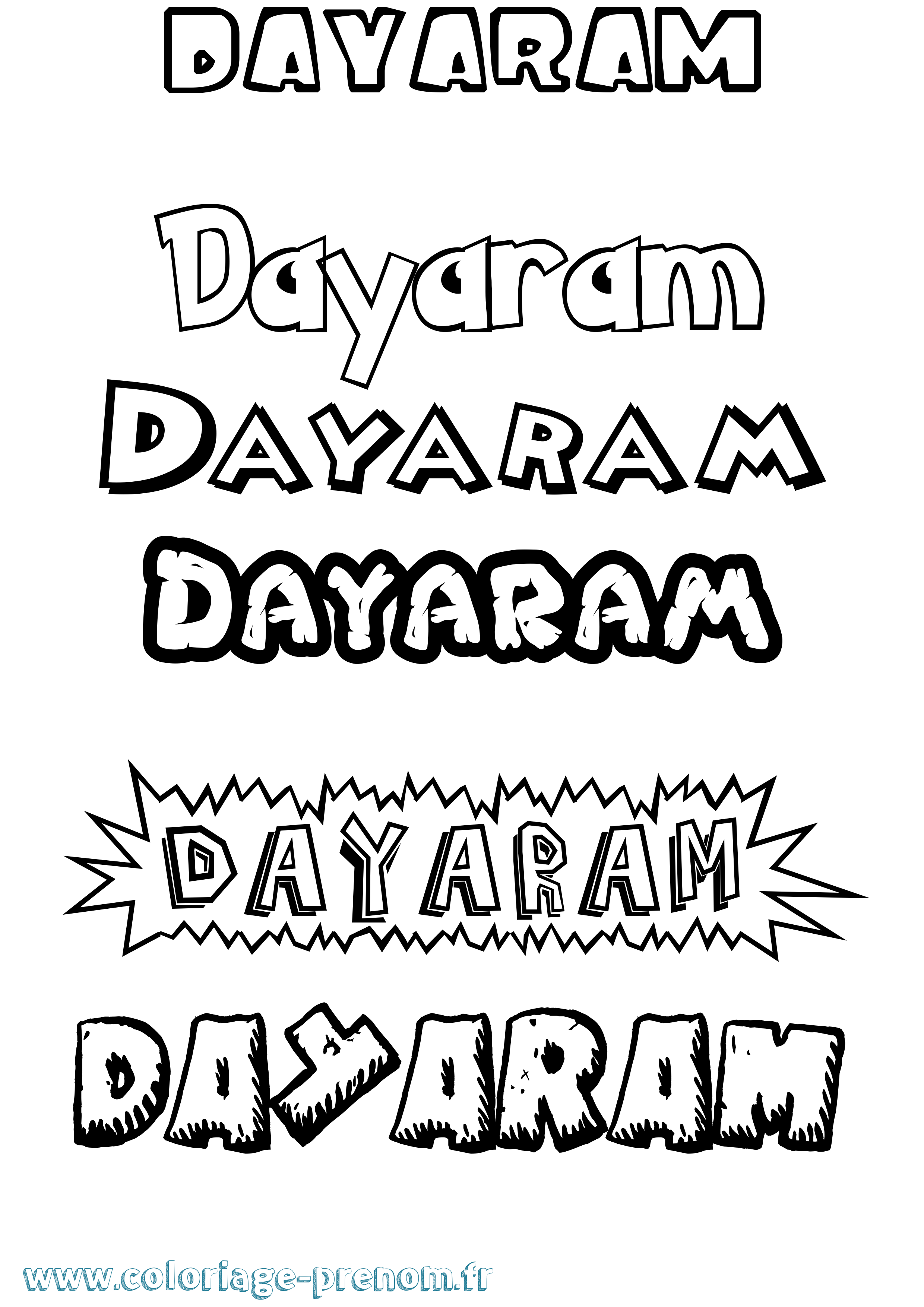 Coloriage Dayaram Dessin Animé Coloriage prénom Dayaram Dessin Animé