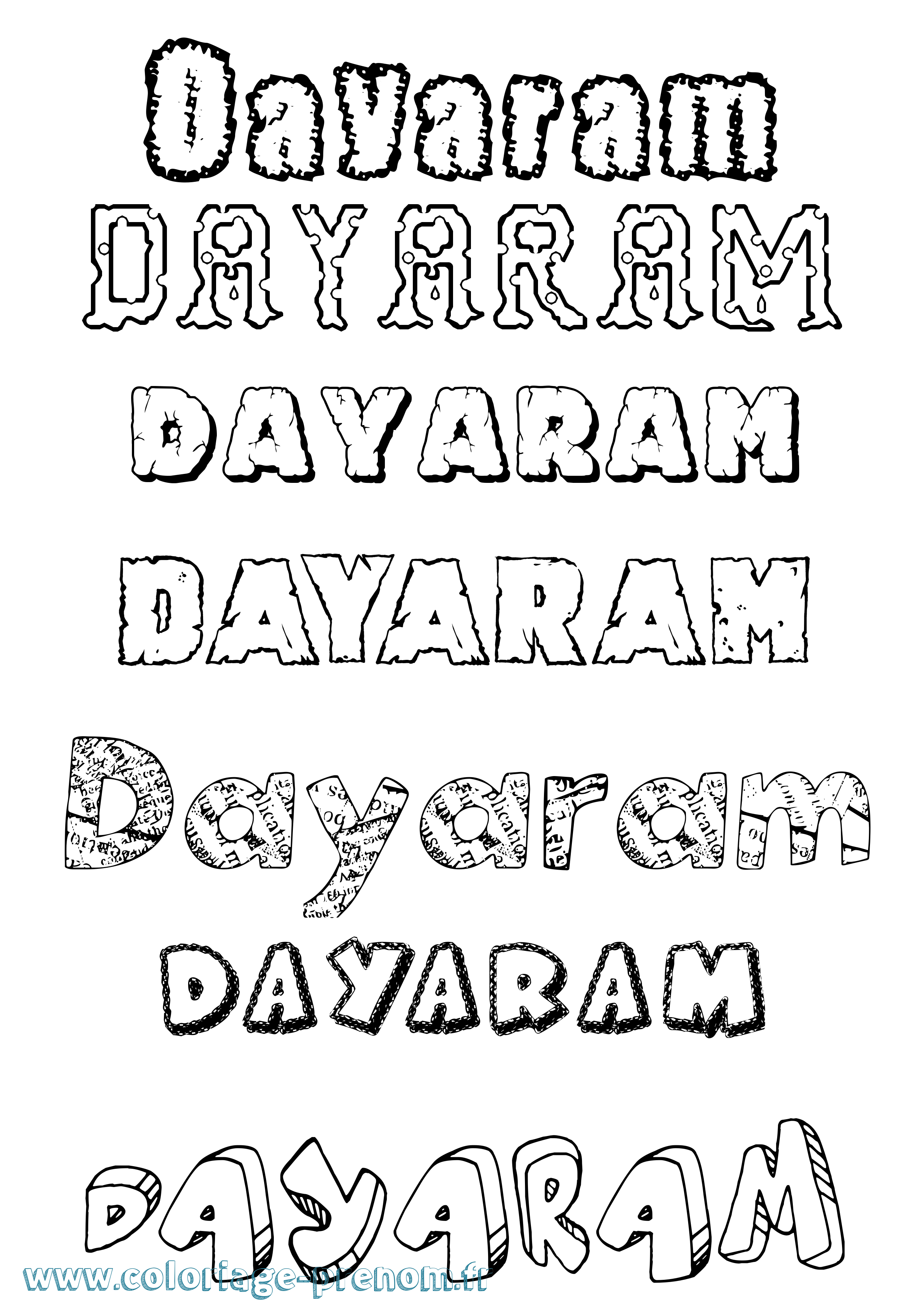 Coloriage Dayaram Destructuré Coloriage prénom Dayaram Destructuré