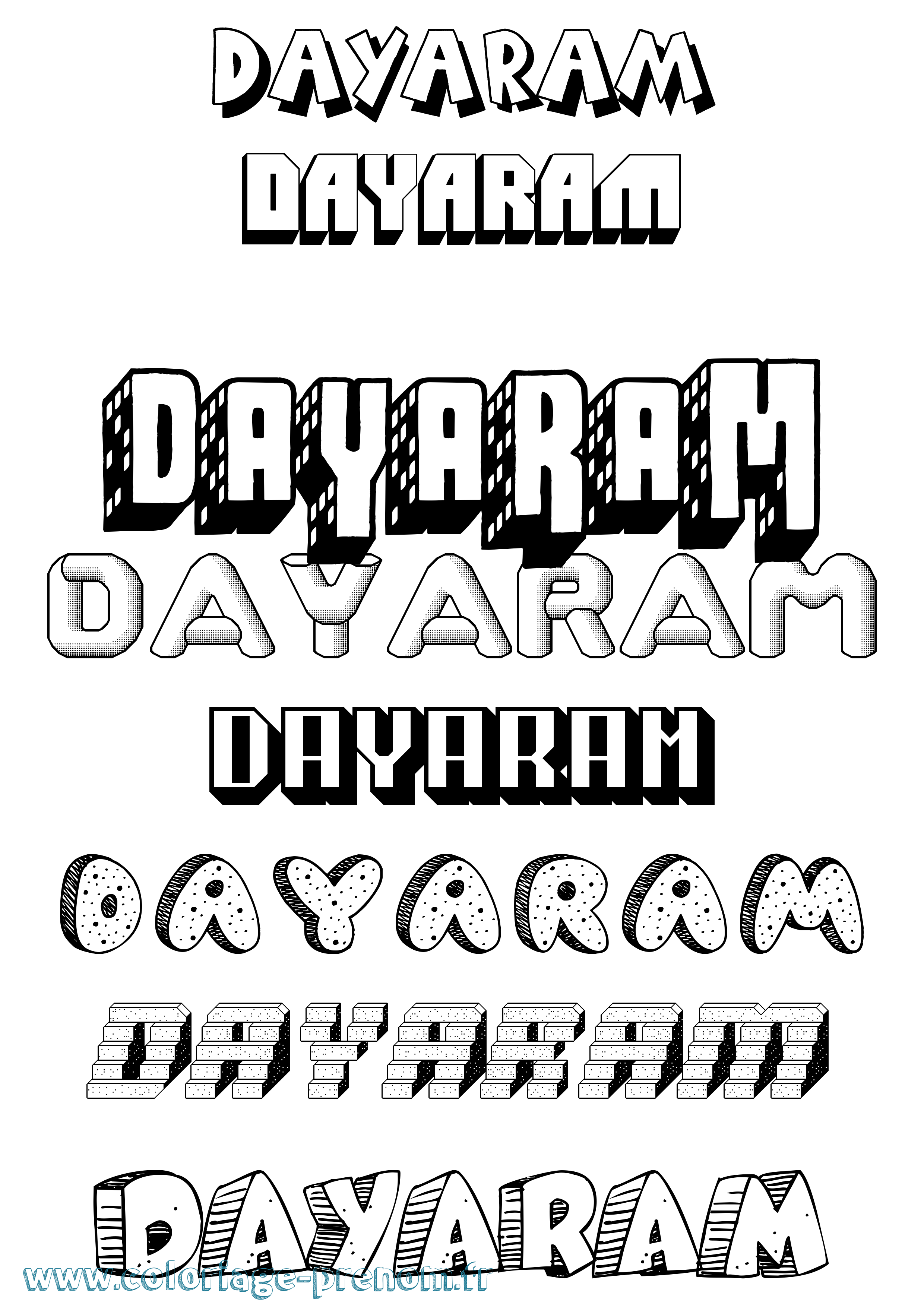 Coloriage Dayaram Effet 3D Coloriage prénom Dayaram Effet 3D
