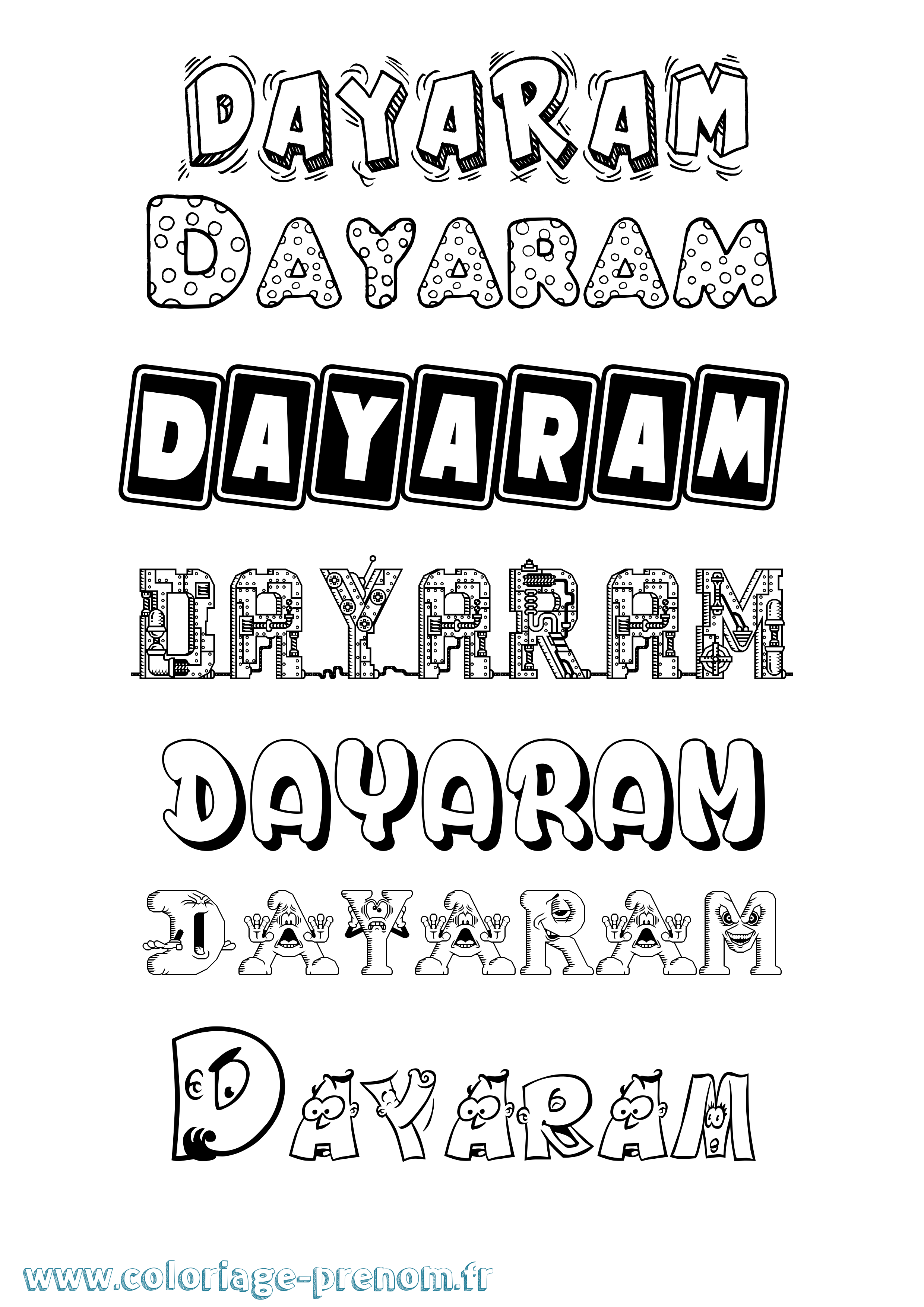 Coloriage Dayaram Fun Coloriage prénom Dayaram Fun