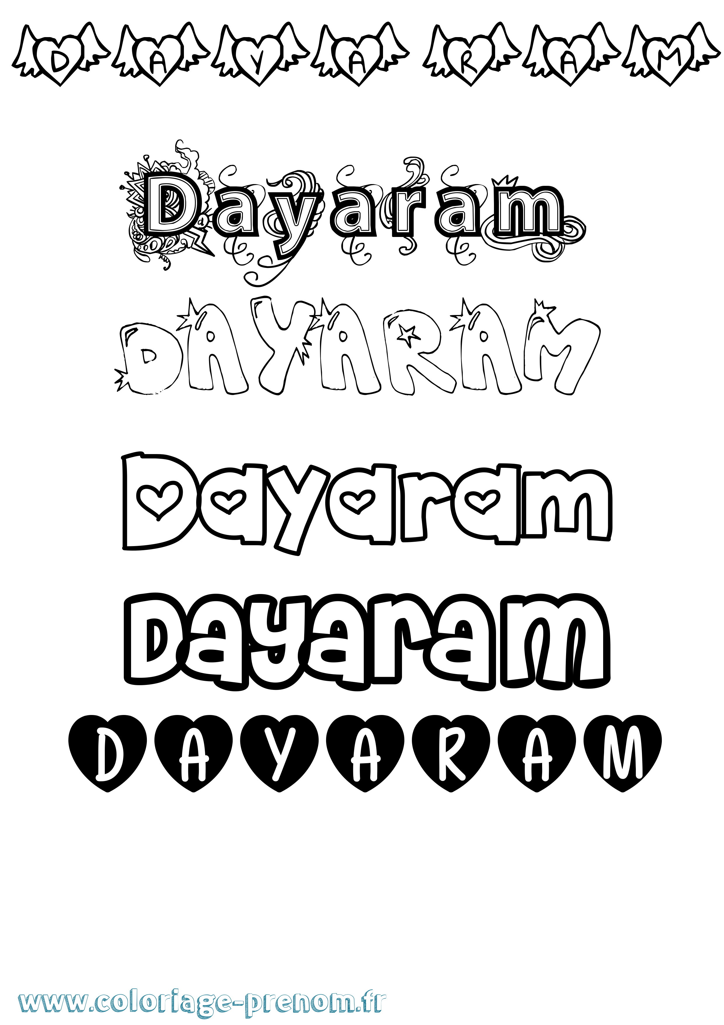 Coloriage Dayaram Girly Coloriage prénom Dayaram Girly