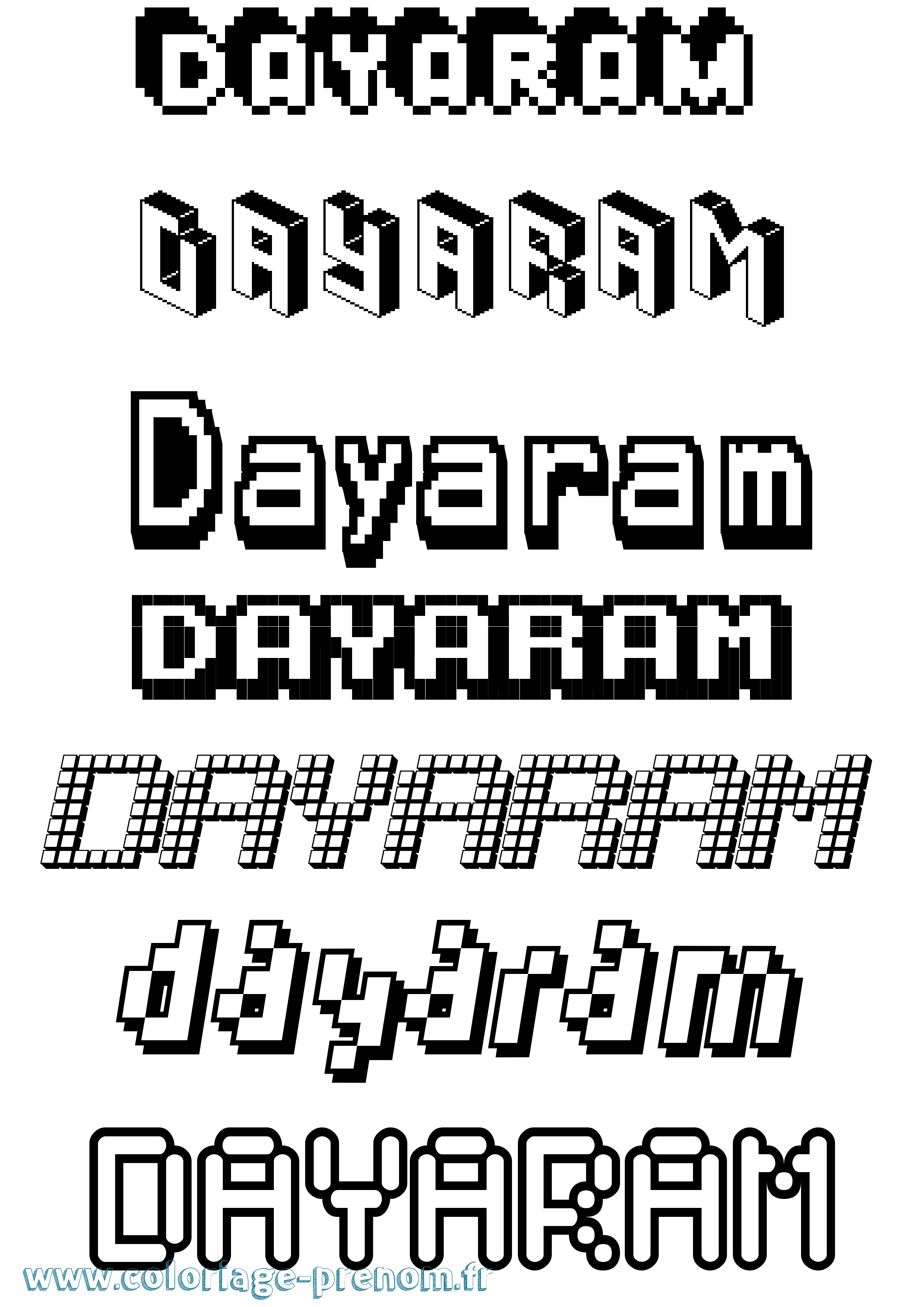 Coloriage Dayaram Pixel Coloriage prénom Dayaram Pixel