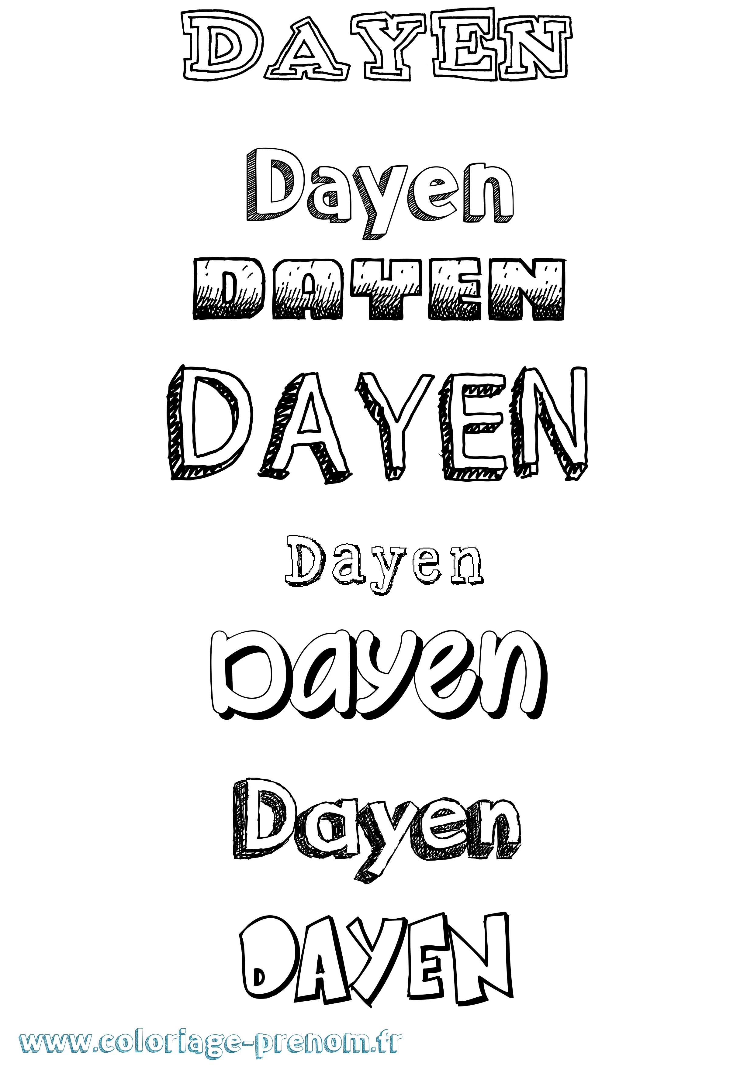 Coloriage Dayen Dessiné Coloriage prénom Dayen Dessiné