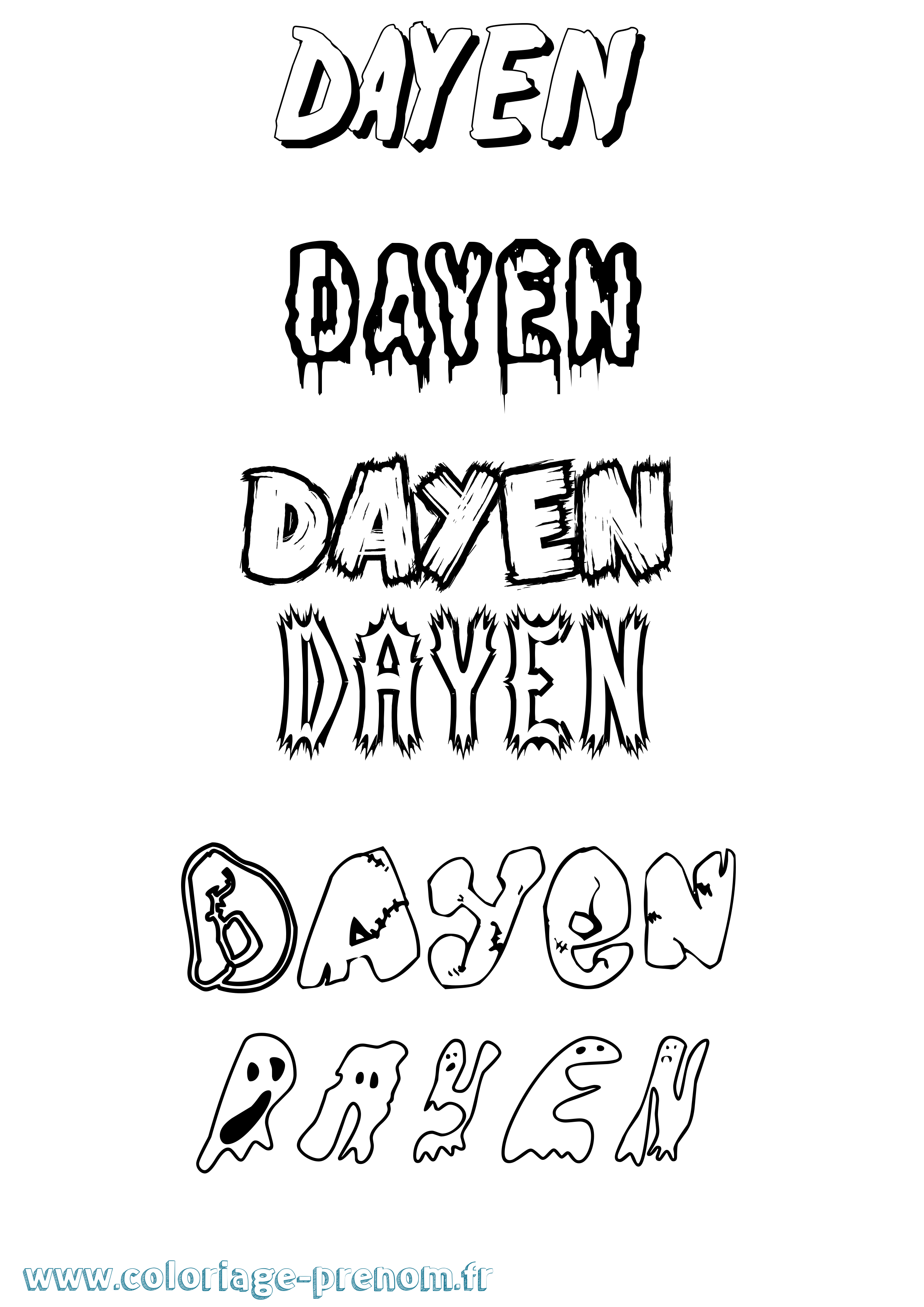 Coloriage Dayen Frisson Coloriage prénom Dayen Frisson
