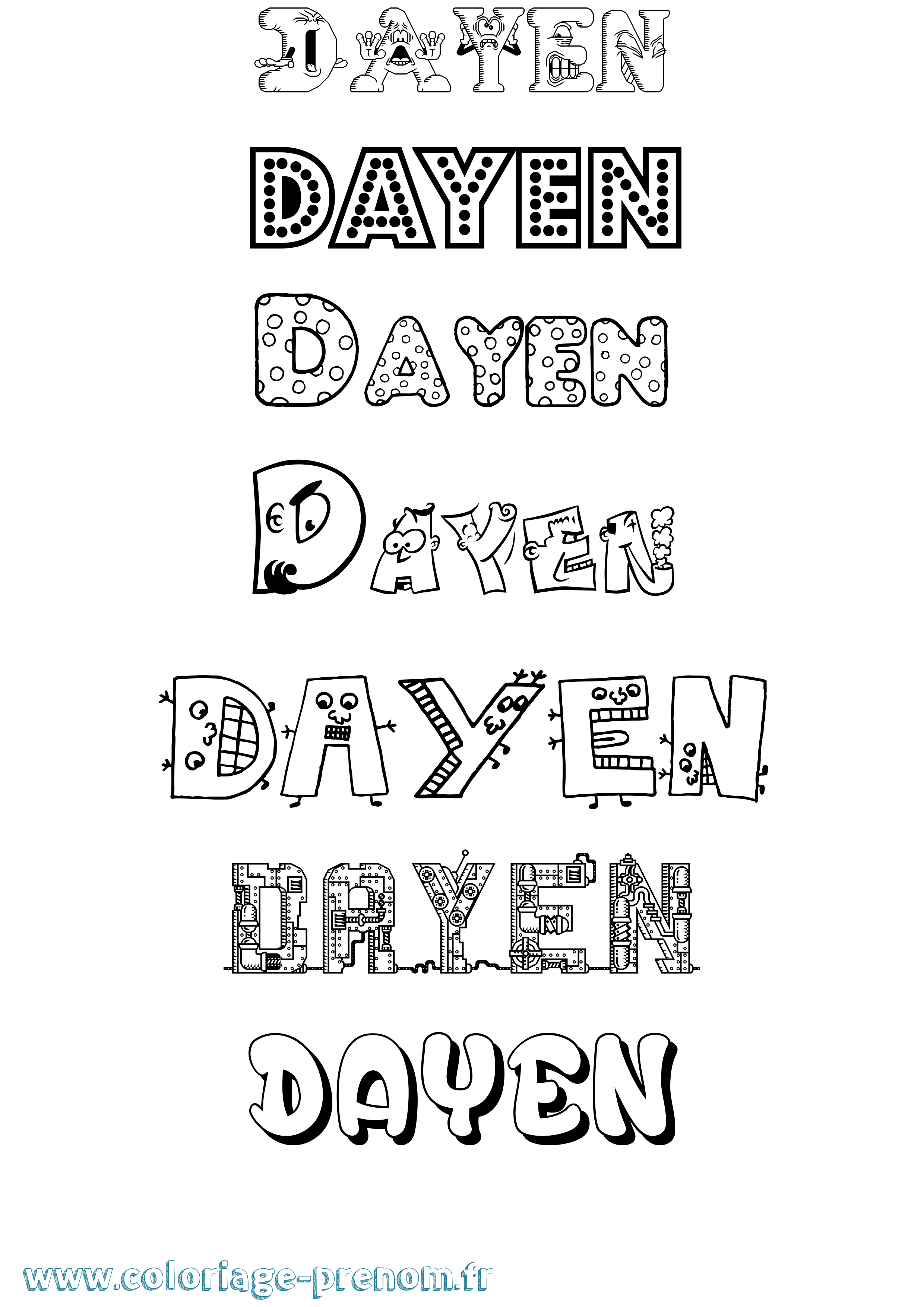 Coloriage Dayen Fun Coloriage prénom Dayen Fun