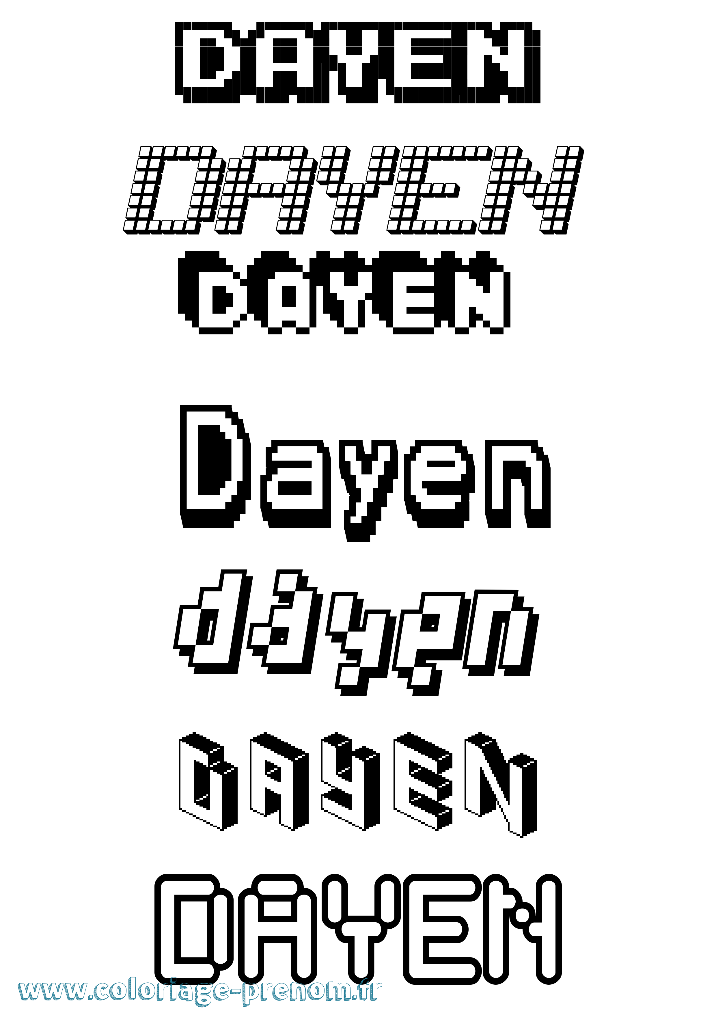 Coloriage Dayen Pixel Coloriage prénom Dayen Pixel