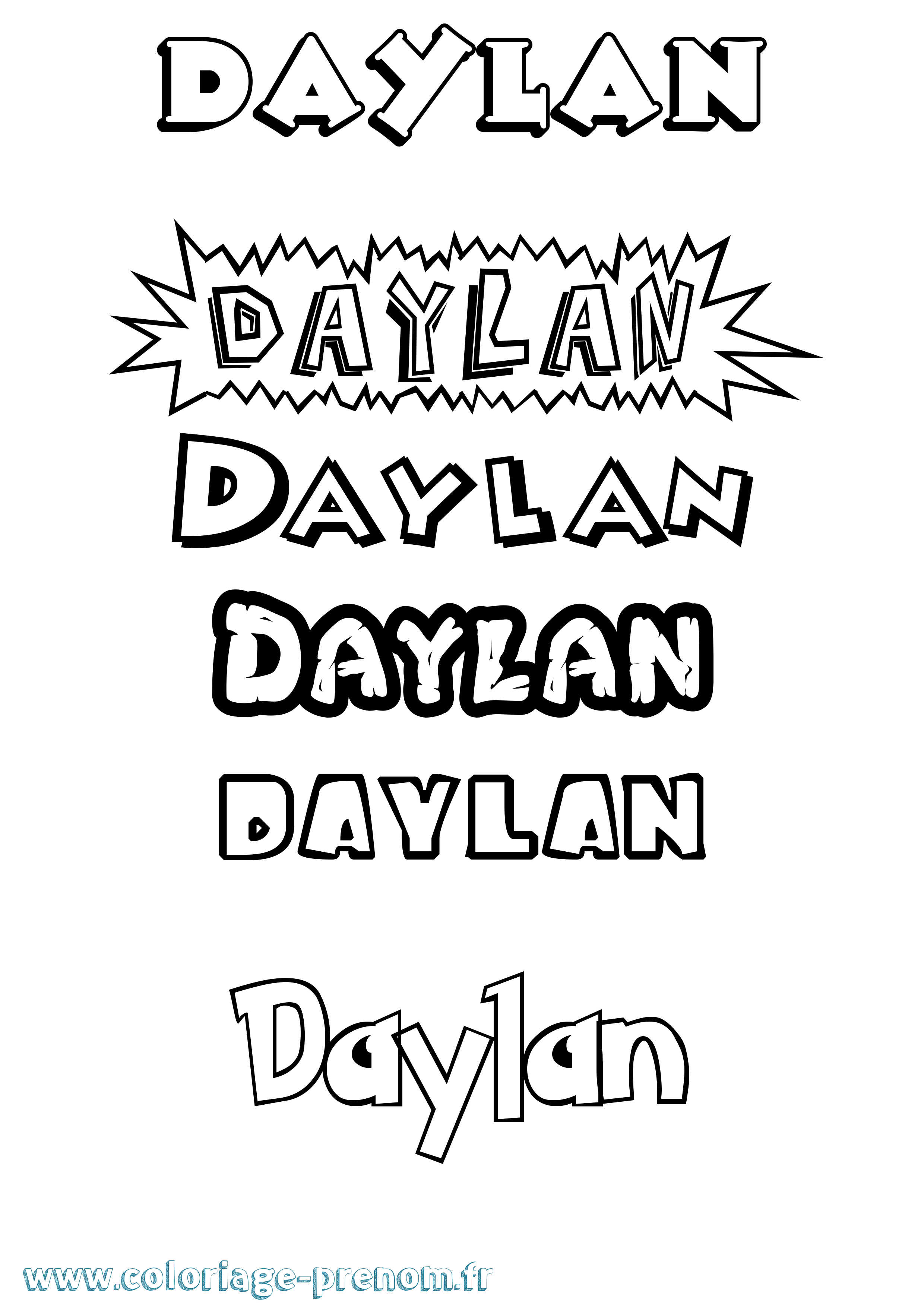 Coloriage Daylan Dessin Animé Coloriage prénom Daylan Dessin Animé