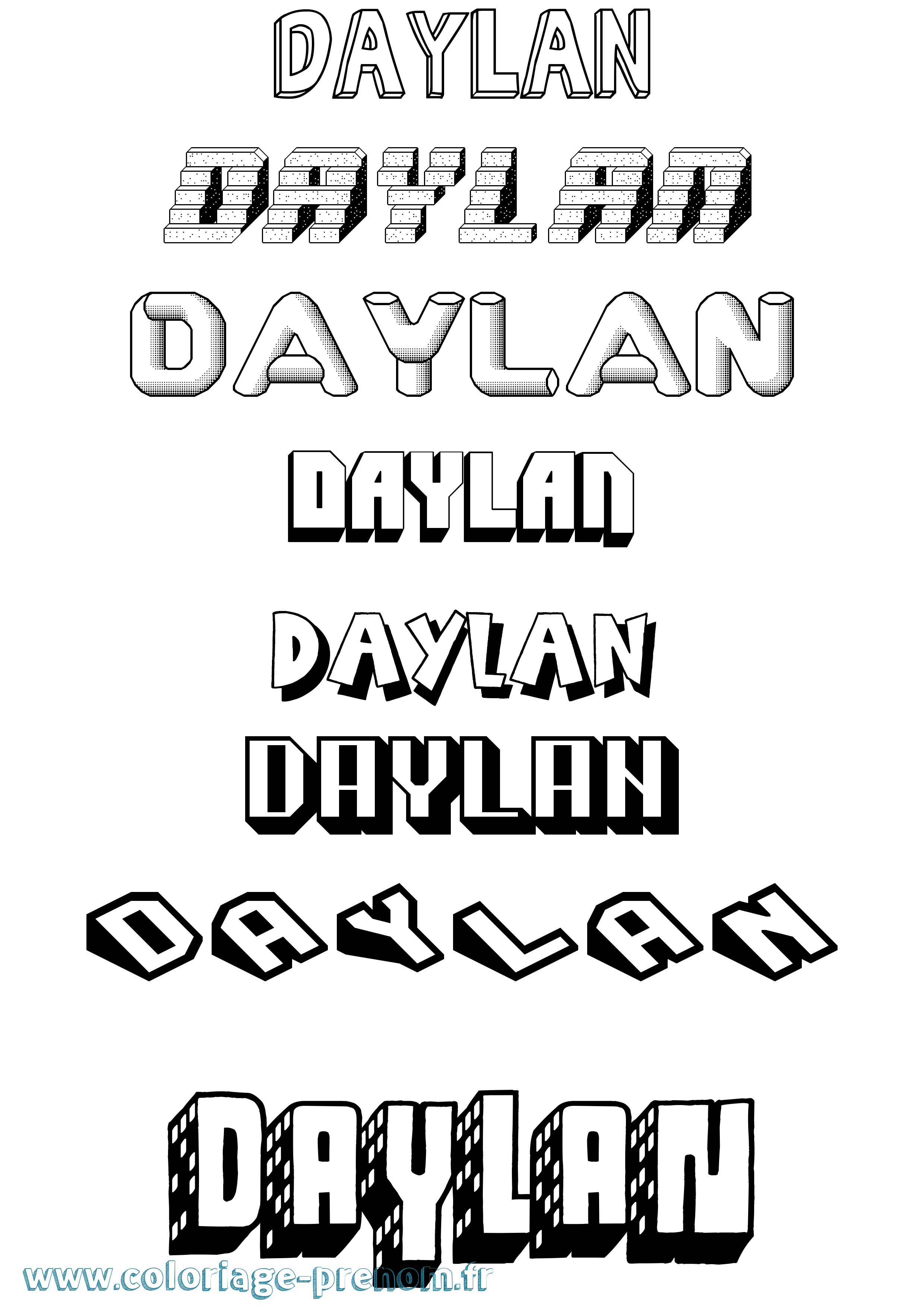 Coloriage Daylan Effet 3D Coloriage prénom Daylan Effet 3D