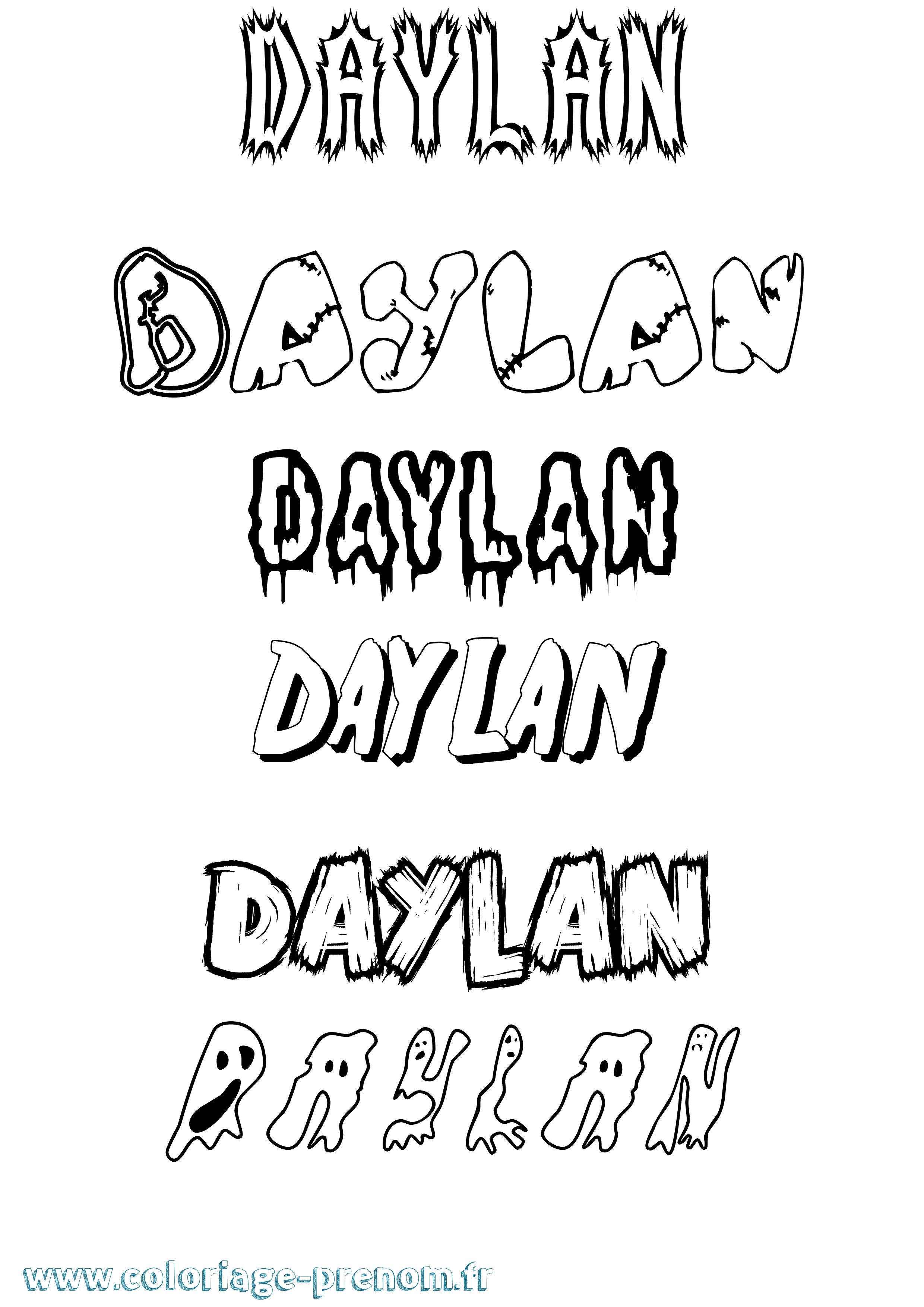 Coloriage Daylan Frisson Coloriage prénom Daylan Frisson